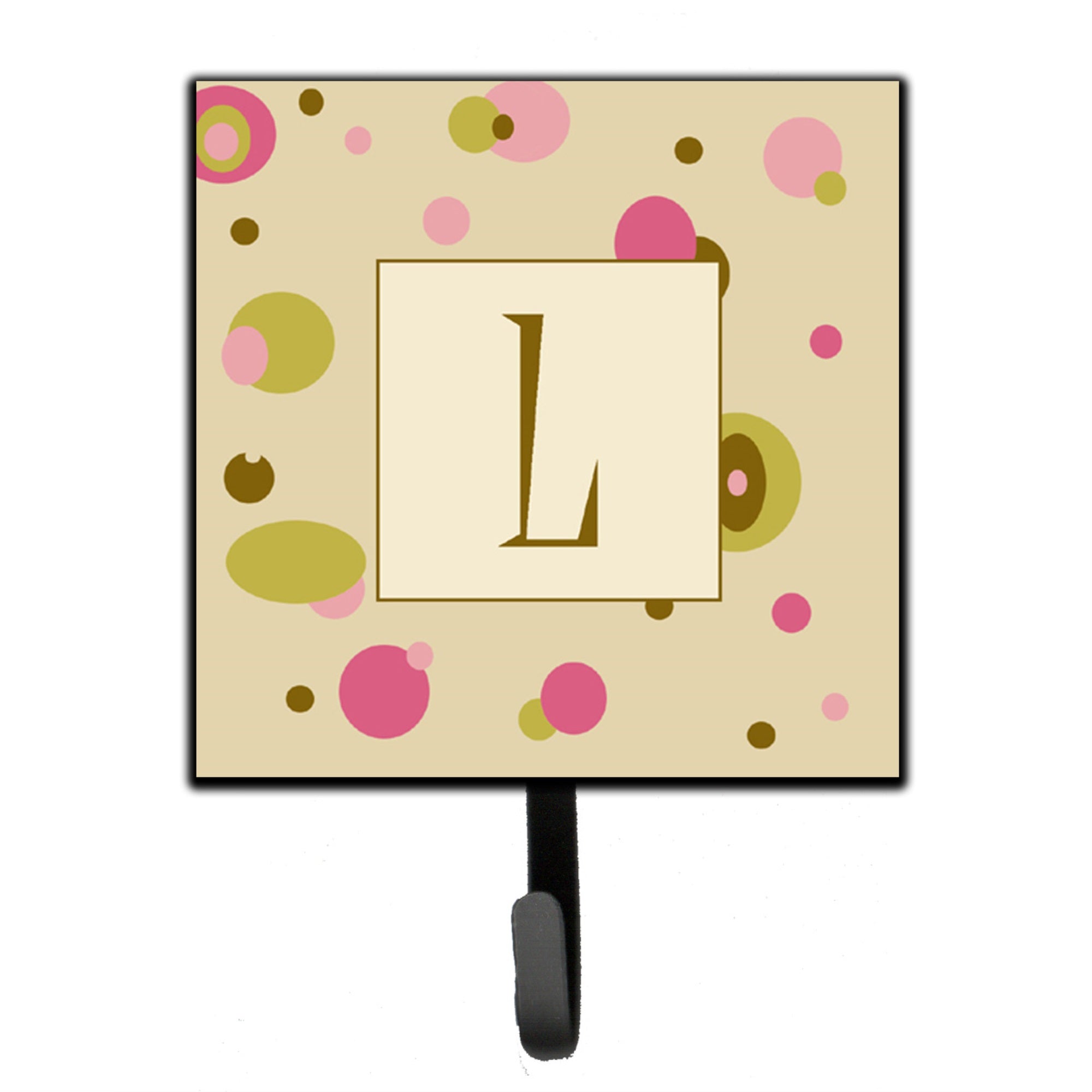 Letter L Initial Monogram - Tan Dots Leash Or Key Holder