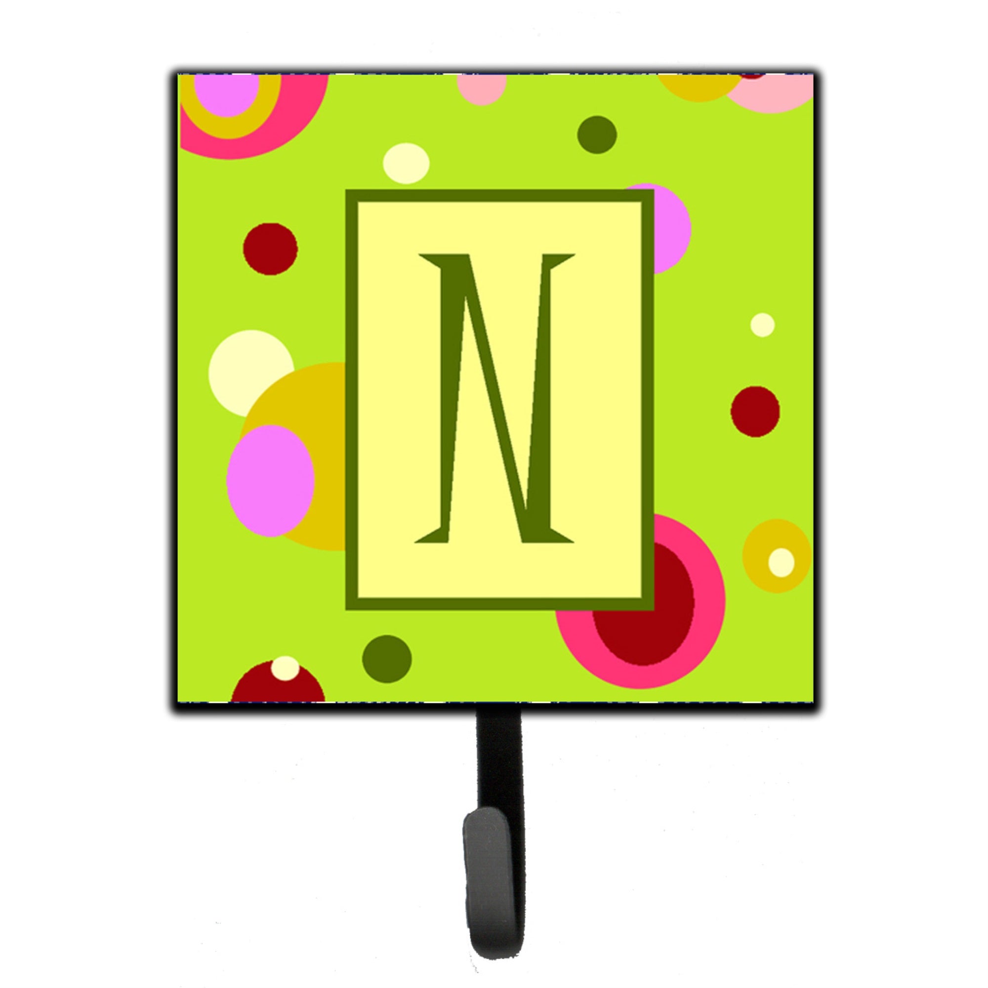 Letter N Monogram - Lime Green Leash Or Key Holder