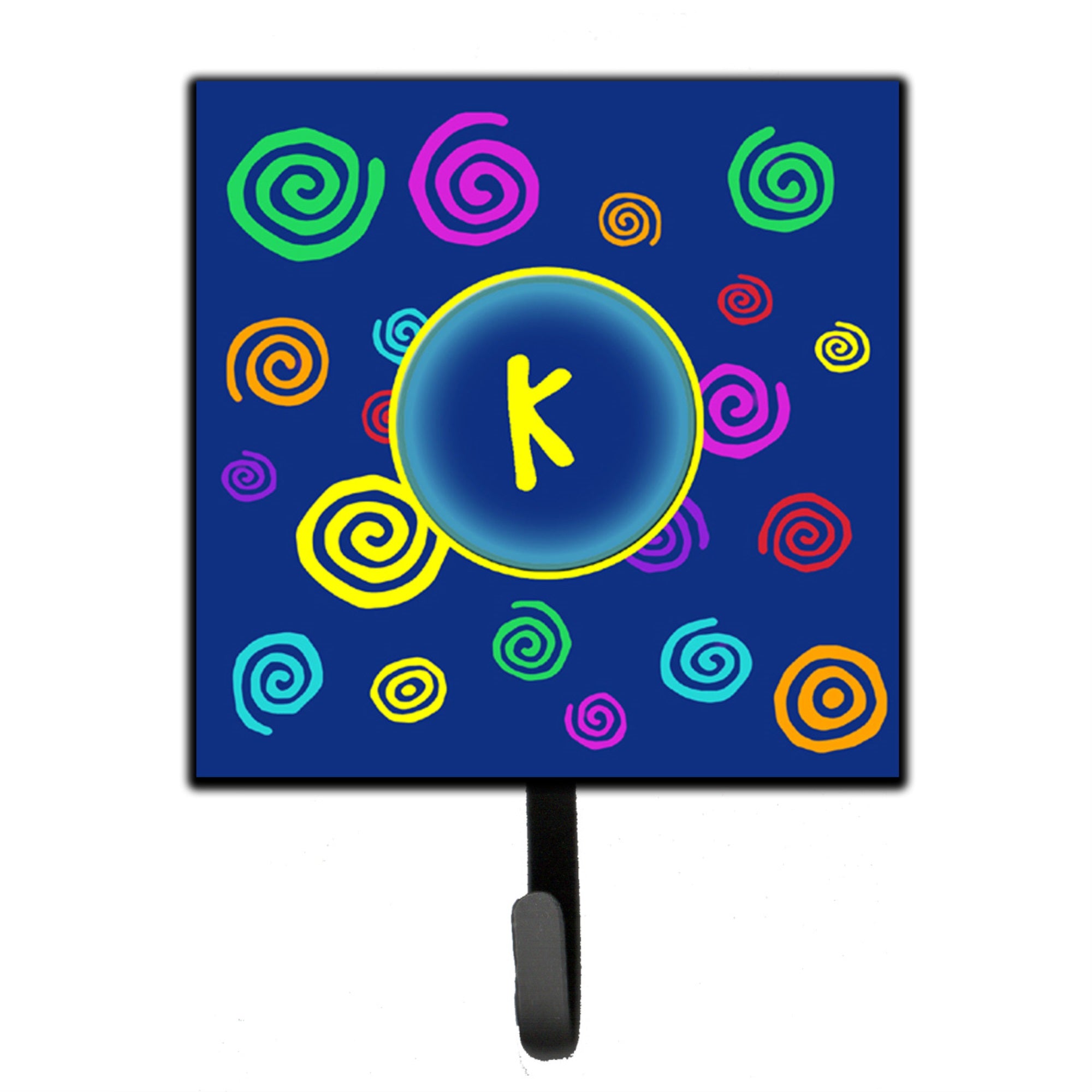 Letter K Initial Monogram - Blue Swirls Leash Or Key Holder