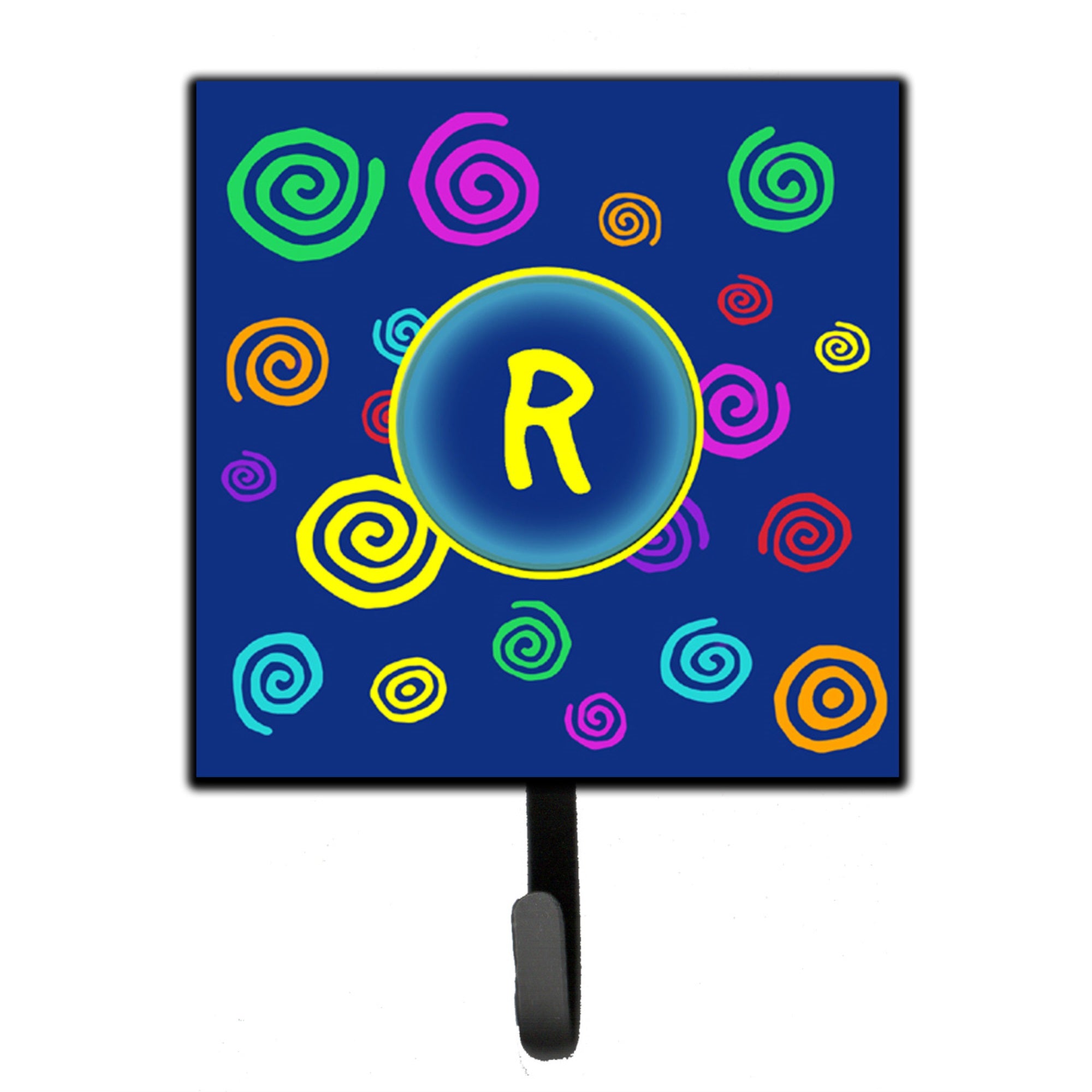 Letter R Initial Monogram - Blue Swirls Leash Or Key Holder