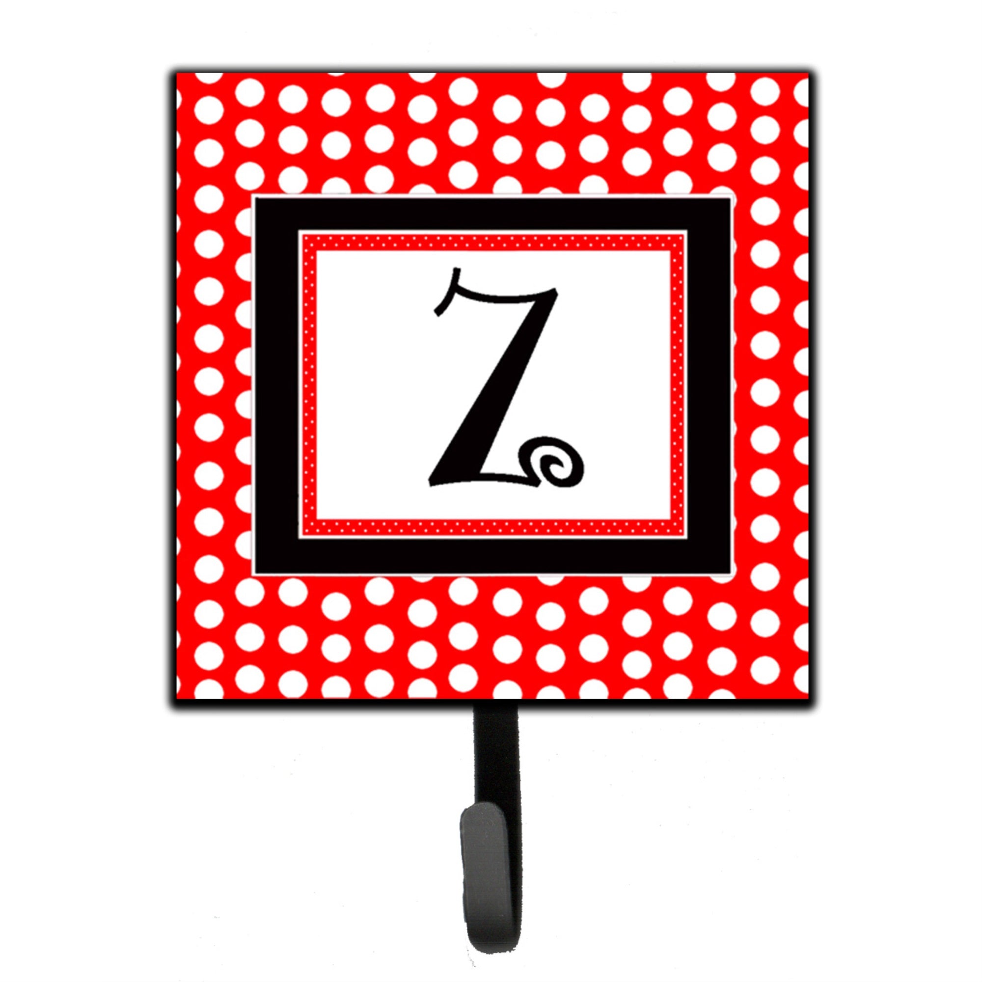 Letter Z Initial  - Red Black Polka Dots Leash Or Key Holder