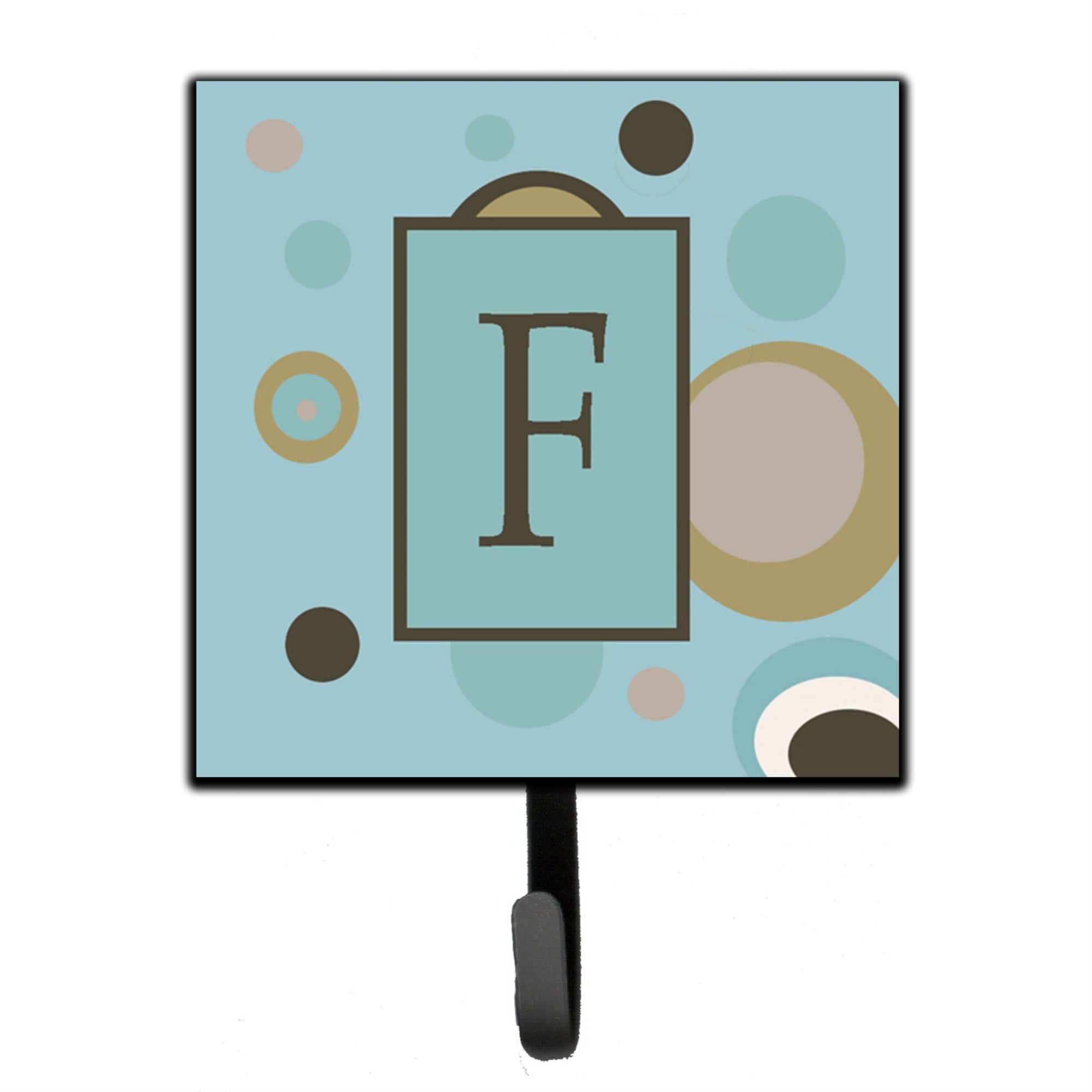 Letter F Initial Monogram - Blue Dots Leash Or Key Holder