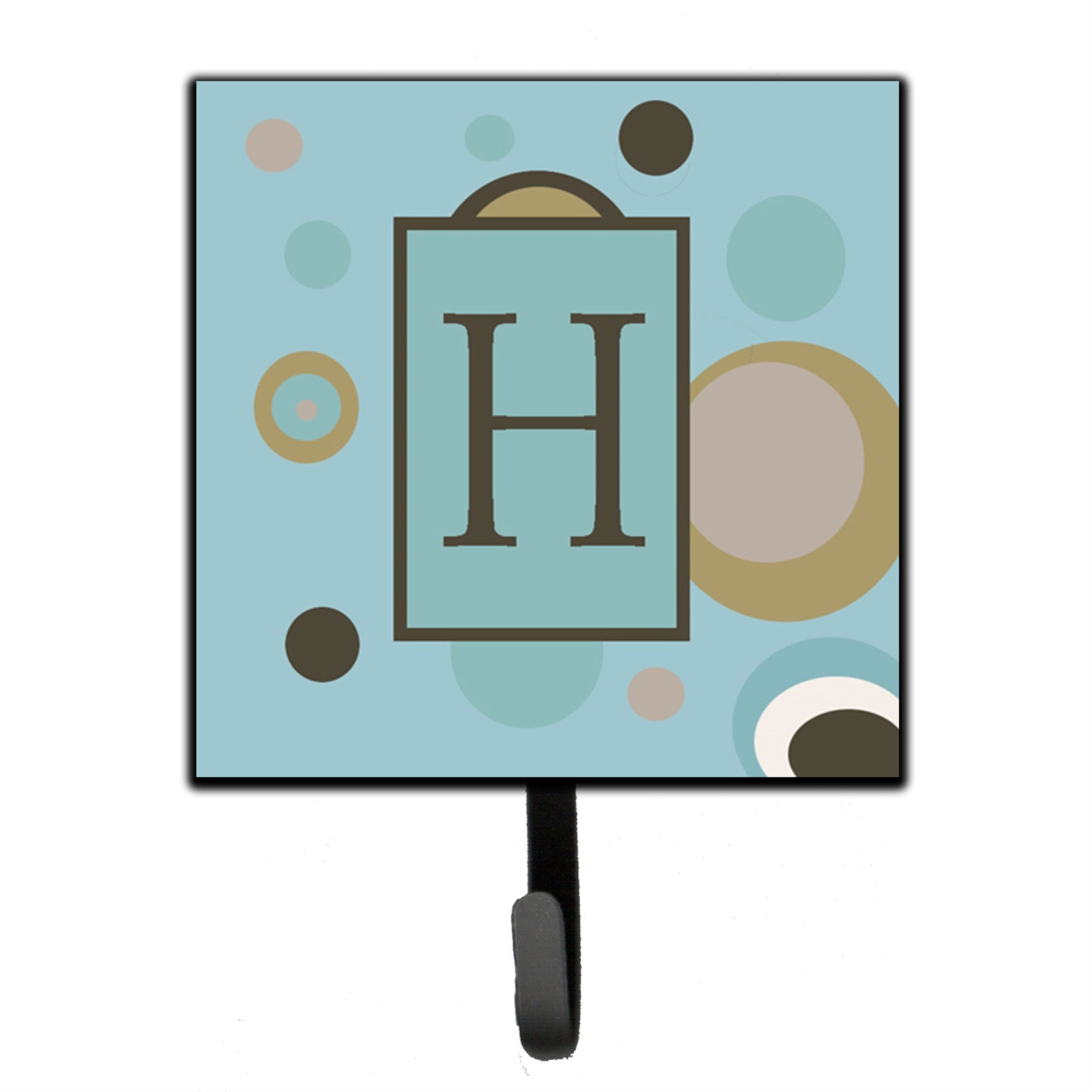 Letter H Initial Monogram - Blue Dots Leash Or Key Holder