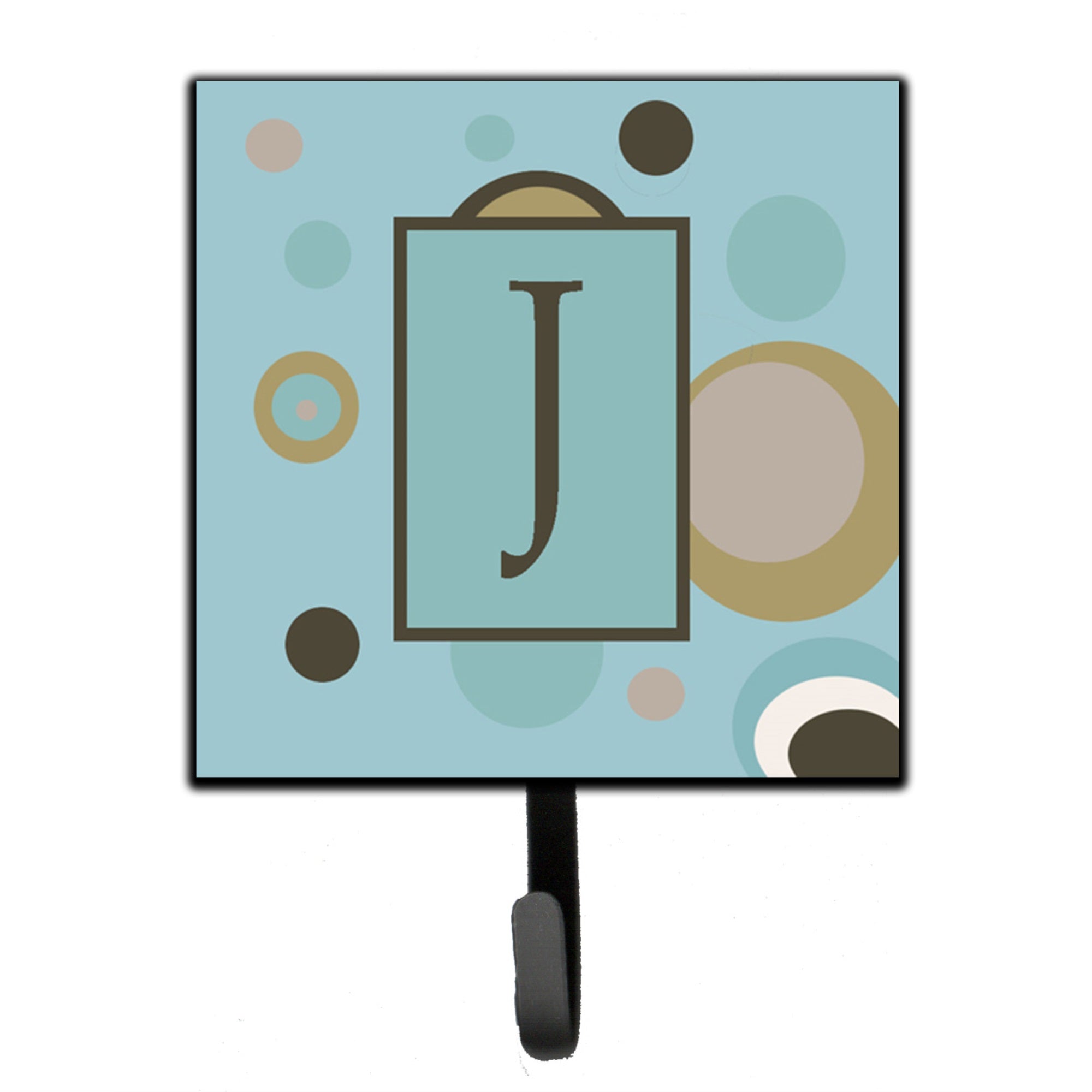 Letter J Initial Monogram - Blue Dots Leash Or Key Holder