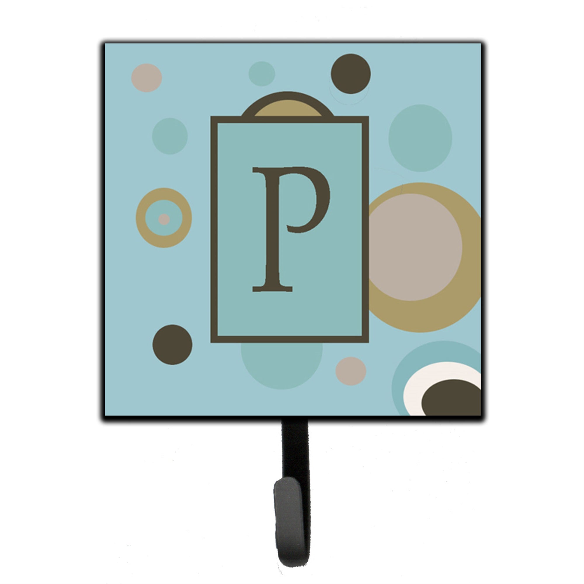 Letter P Initial Monogram - Blue Dots Leash Or Key Holder