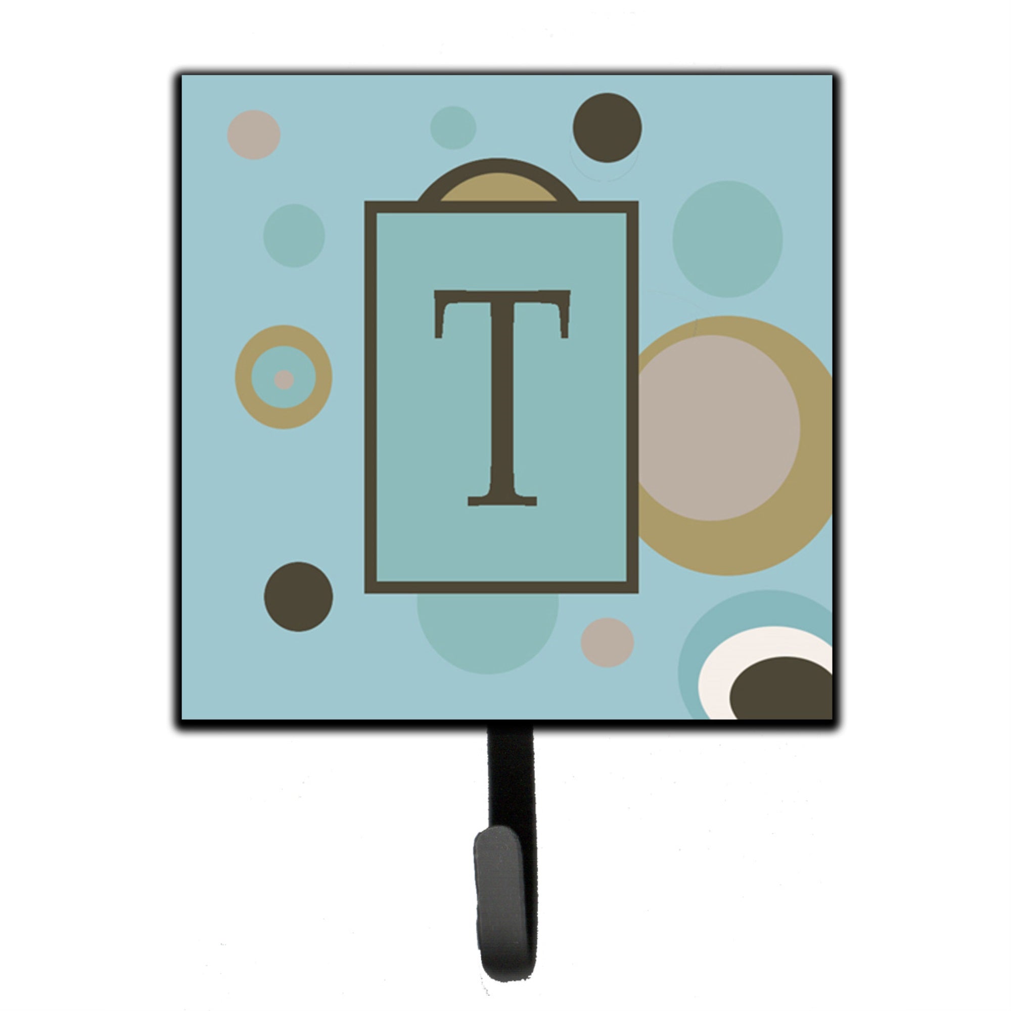 Letter T Initial Monogram - Blue Dots Leash Or Key Holder