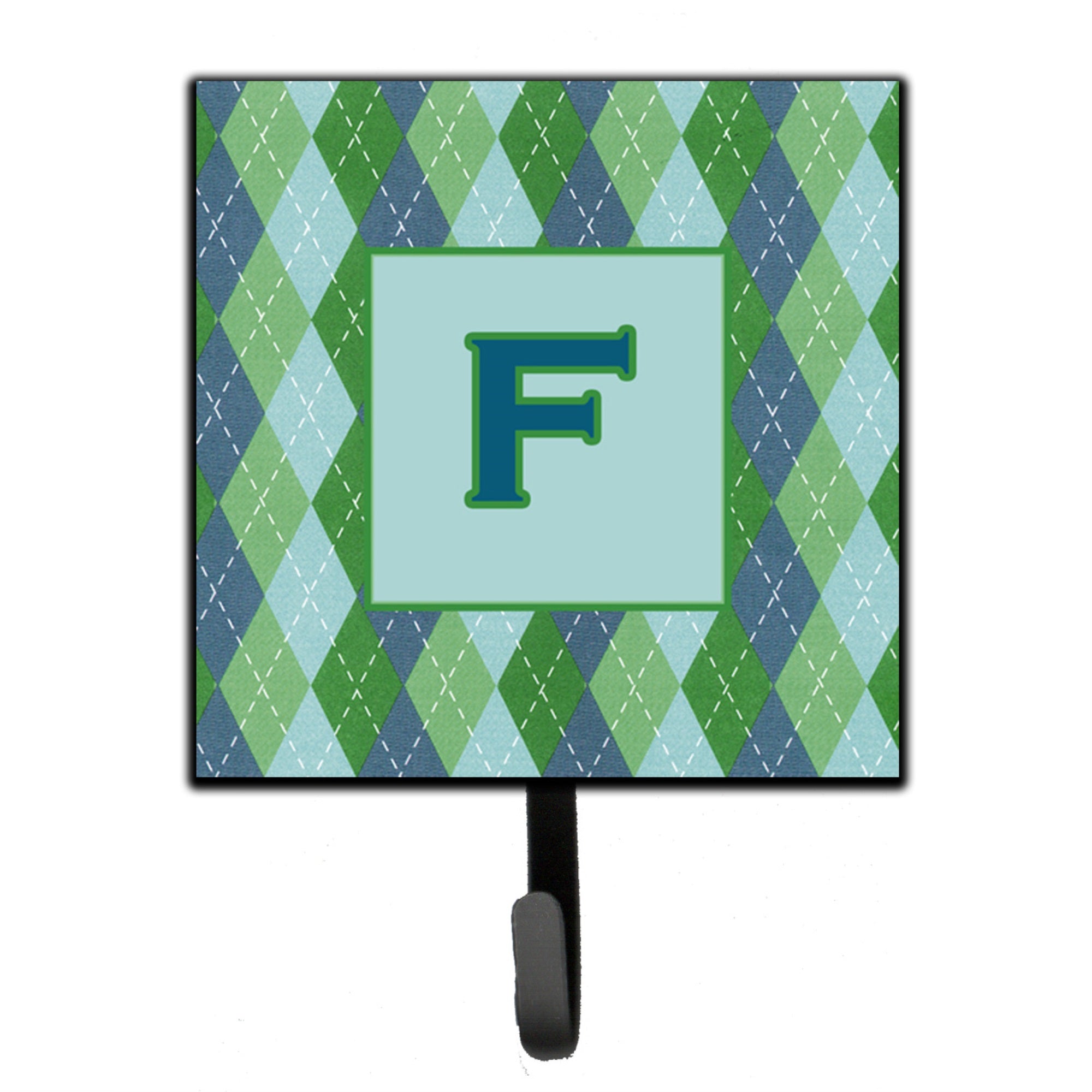Letter F Initial Monogram - Blue Argoyle Leash Or Key Holder