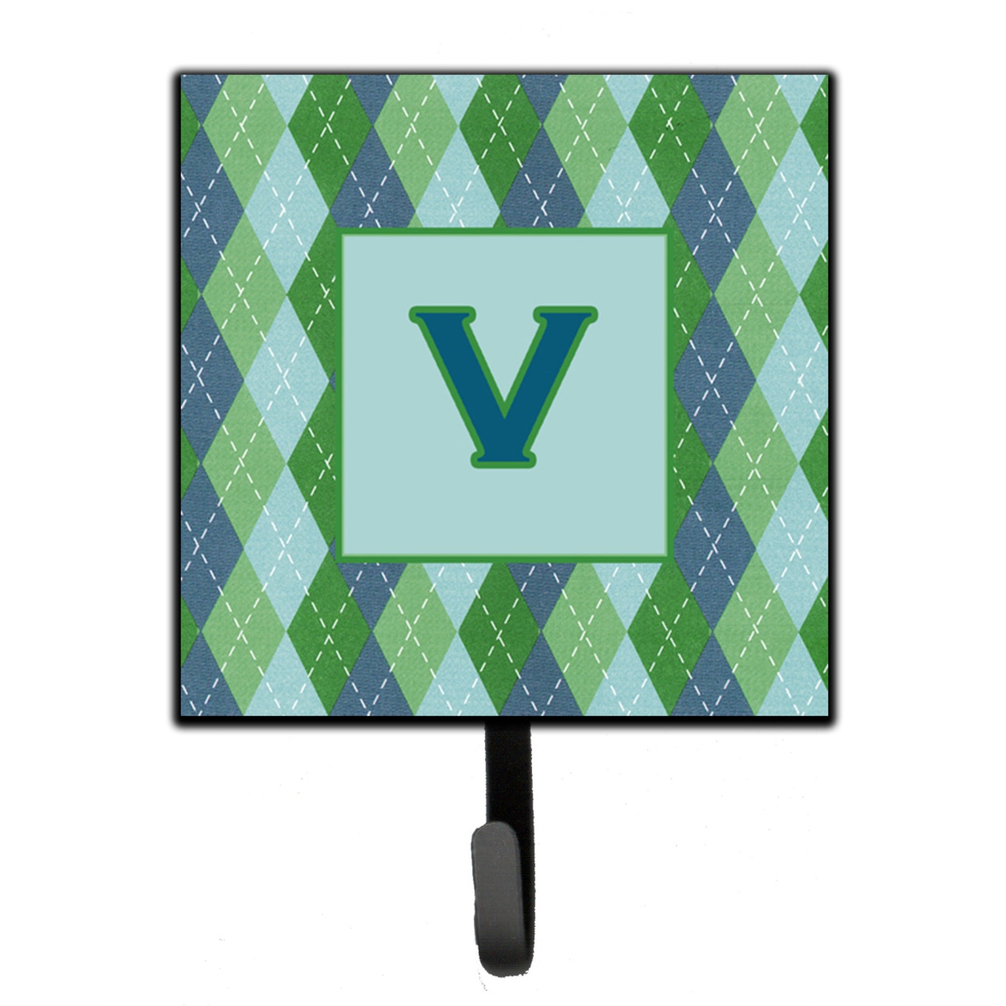 Letter V Initial Monogram - Blue Argoyle Leash Or Key Holder