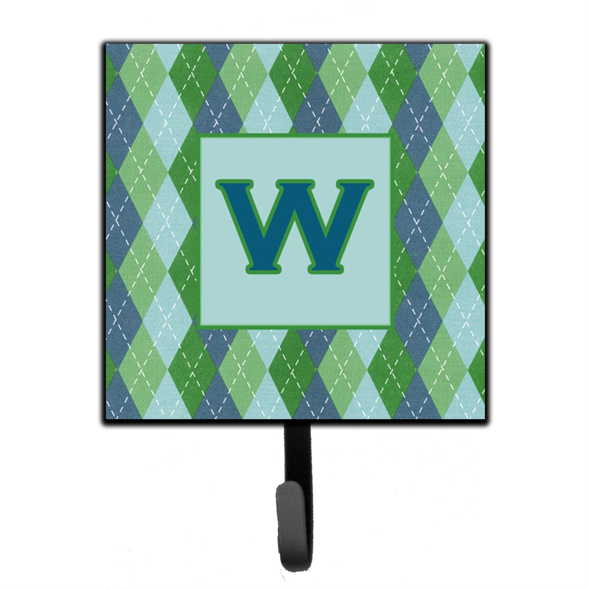 Letter W Initial Monogram - Blue Argoyle Leash Or Key Holder
