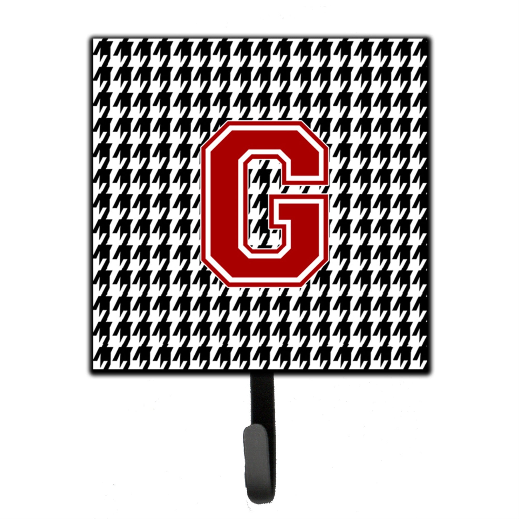 Letter G Monogram - Houndstooth Black Leash Or Key Holder