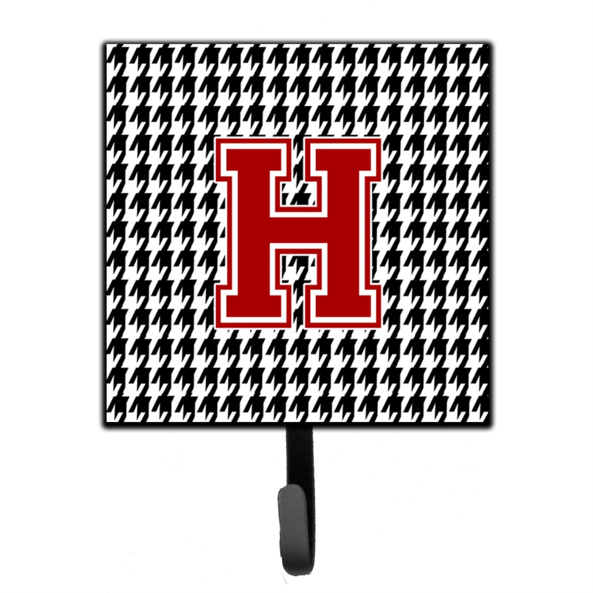 Letter H Monogram - Houndstooth Black Leash Or Key Holder