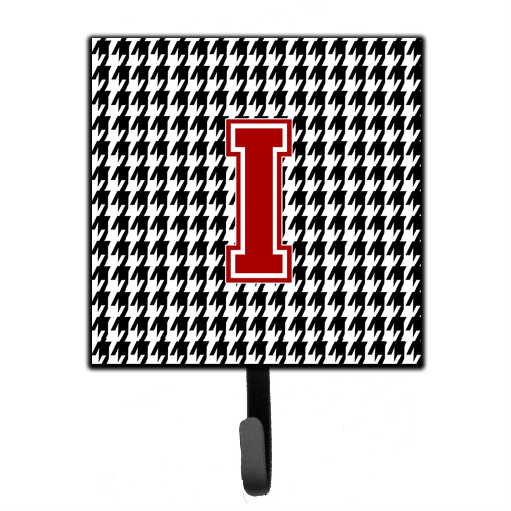 Letter I Monogram - Houndstooth Black Leash Or Key Holder