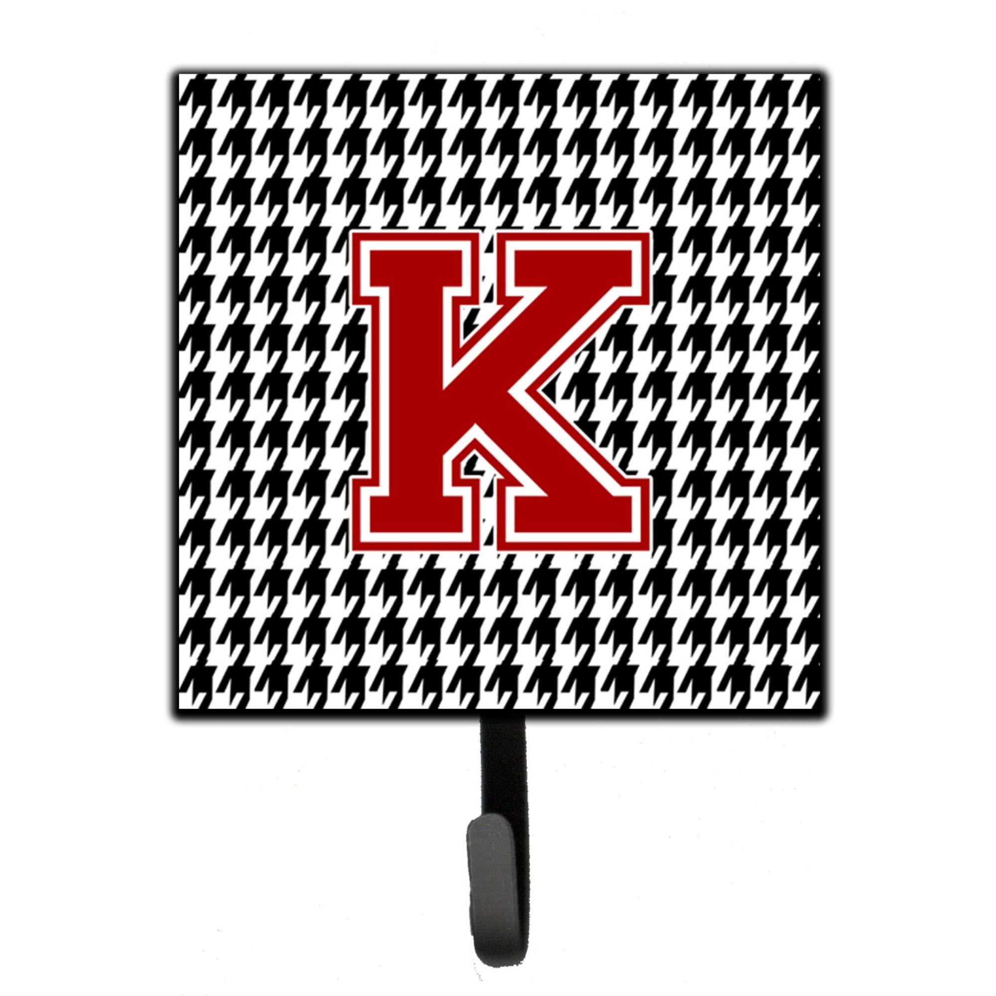 Letter K Monogram - Houndstooth Black Leash Or Key Holder