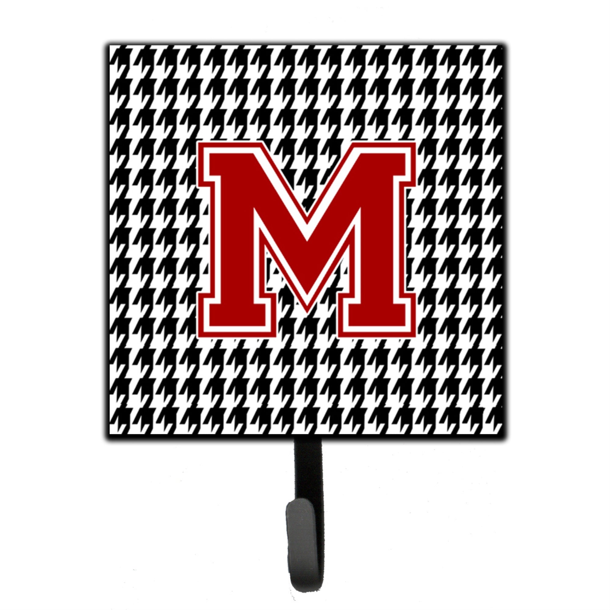 Letter M Monogram - Houndstooth Black Leash Or Key Holder