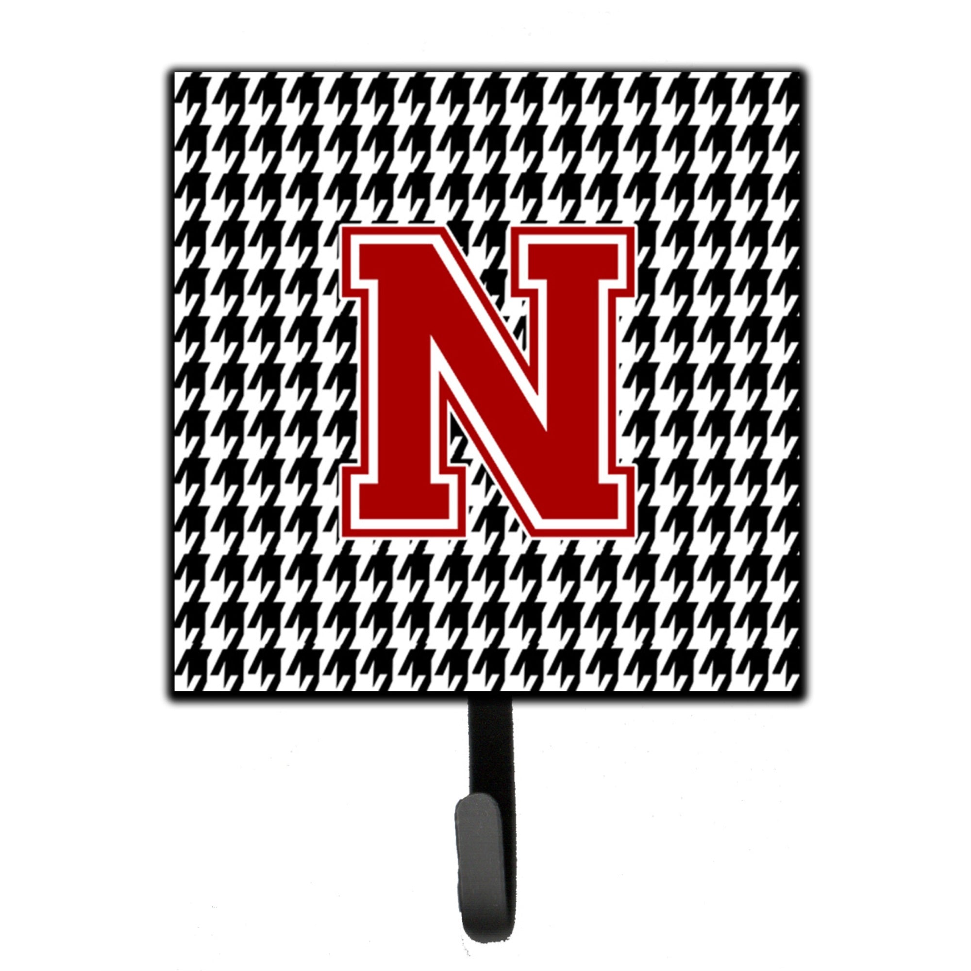 Letter N Monogram - Houndstooth Black Leash Or Key Holder