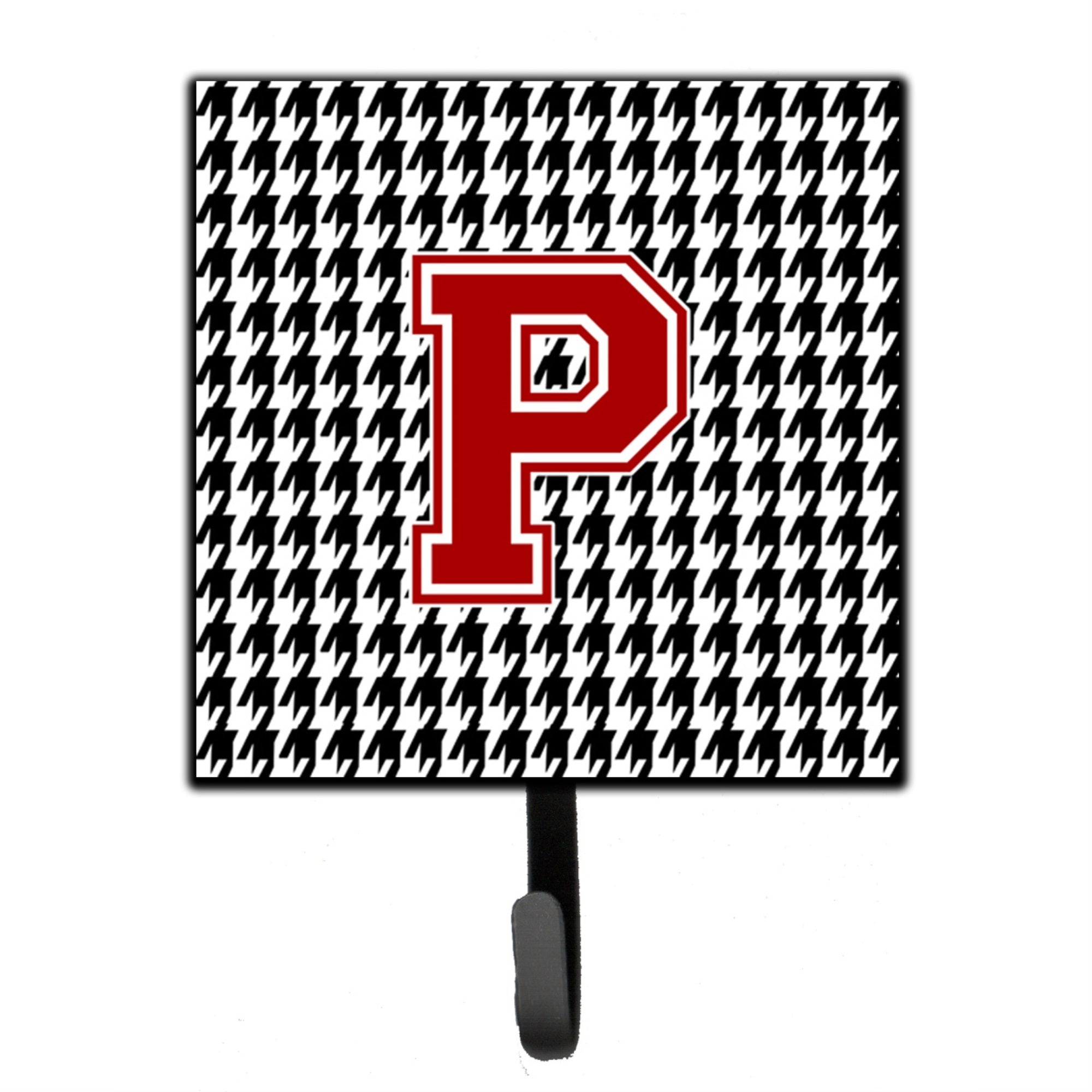Letter P Monogram - Houndstooth Black Leash Or Key Holder
