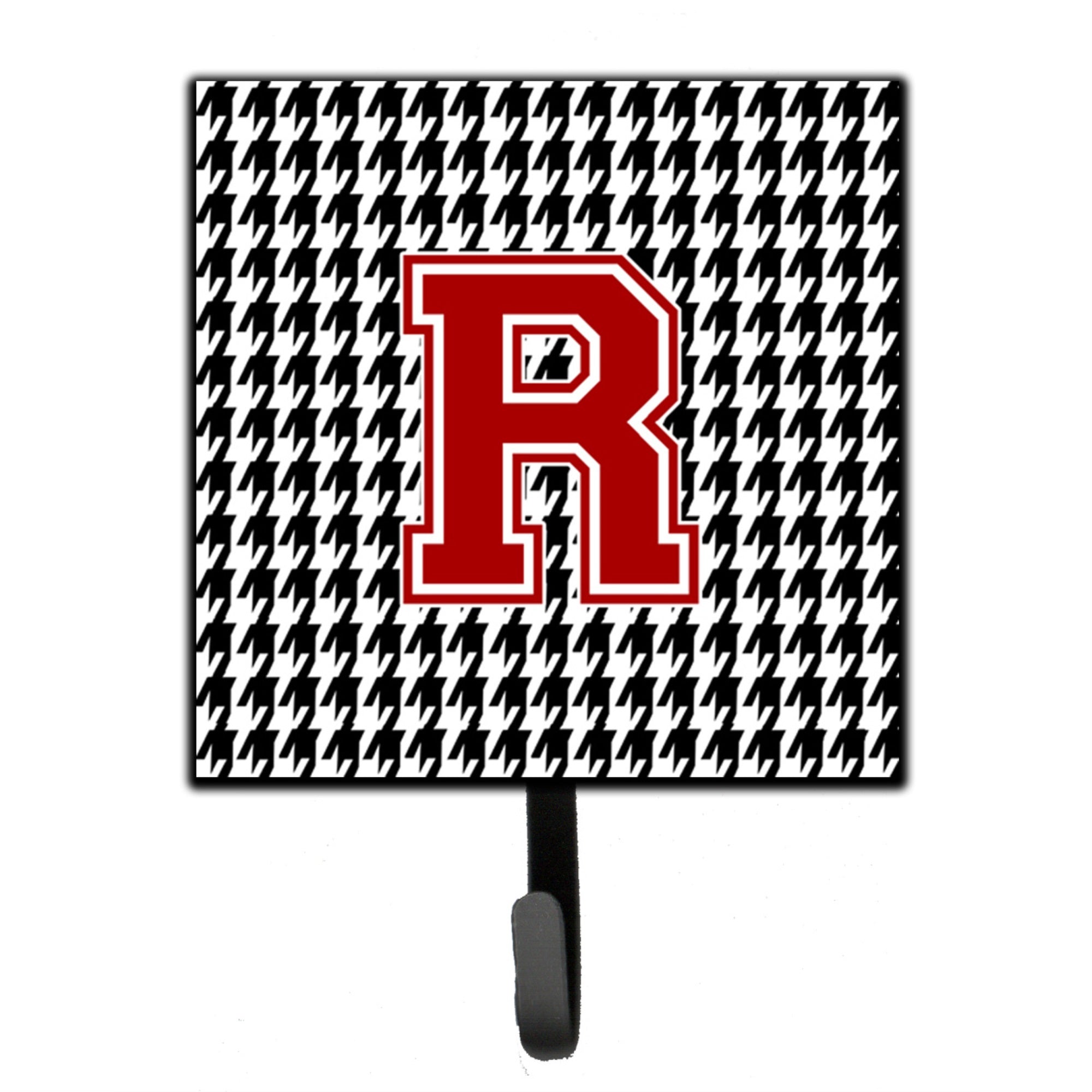 Letter R Monogram - Houndstooth Black Leash Or Key Holder
