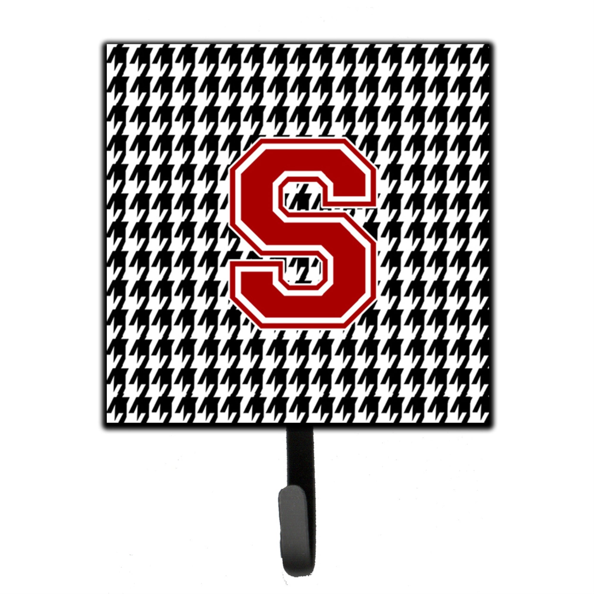 Letter S Monogram - Houndstooth Black Leash Or Key Holder