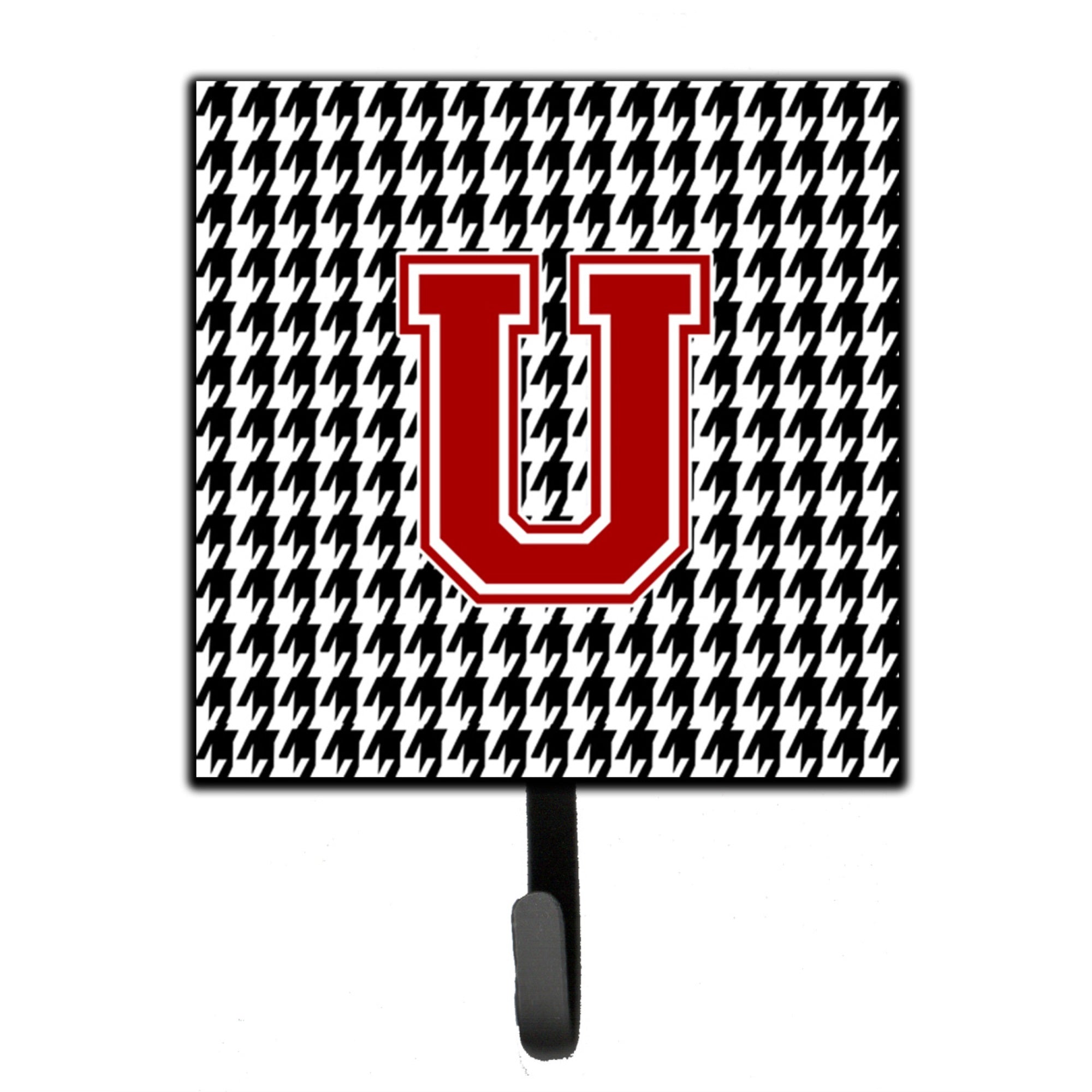 Letter U Monogram - Houndstooth Black Leash Or Key Holder
