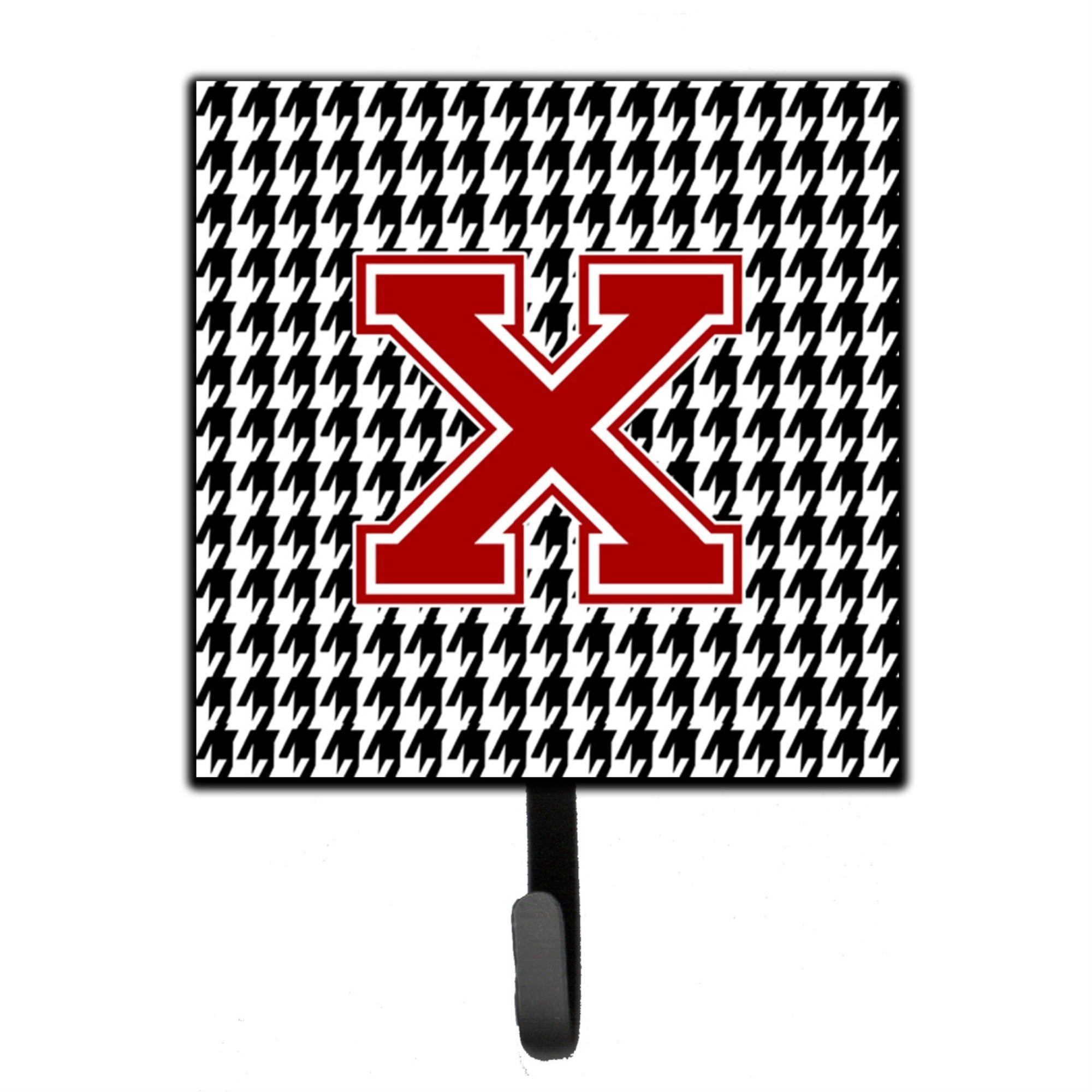 Letter X Monogram - Houndstooth Black Leash Or Key Holder