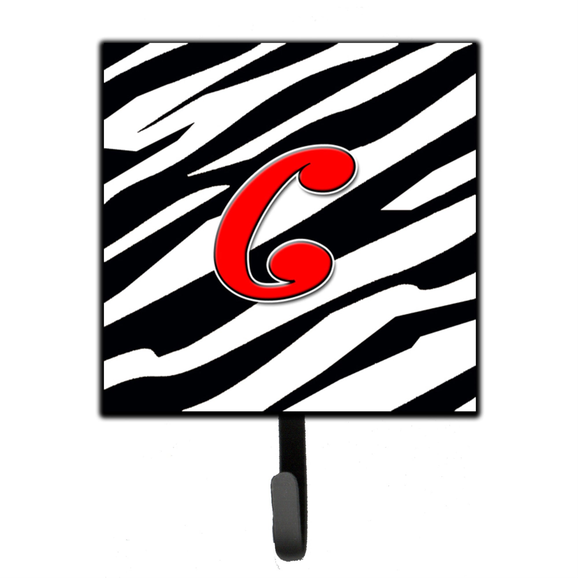Letter C Initial Monogram - Zebra Red Leash Or Key Holder