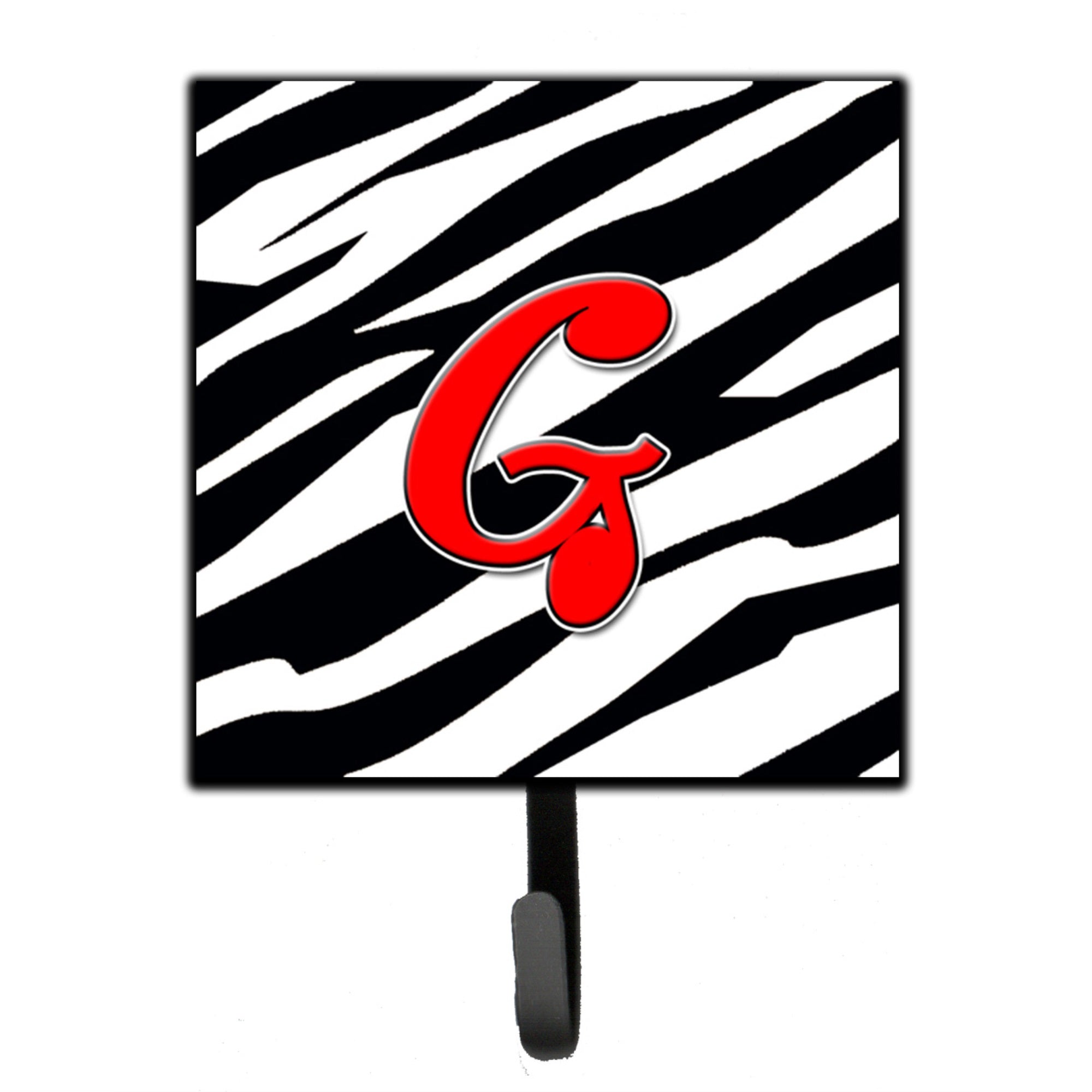 Letter G Initial Monogram - Zebra Red Leash Or Key Holder