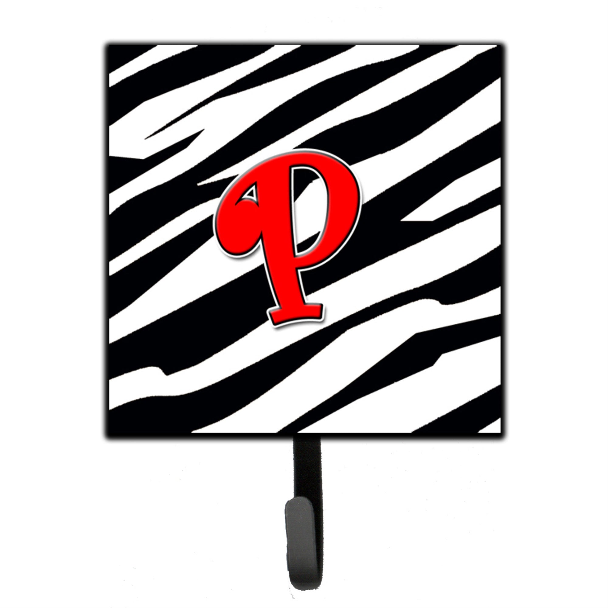 Letter P Initial Monogram - Zebra Red Leash Or Key Holder