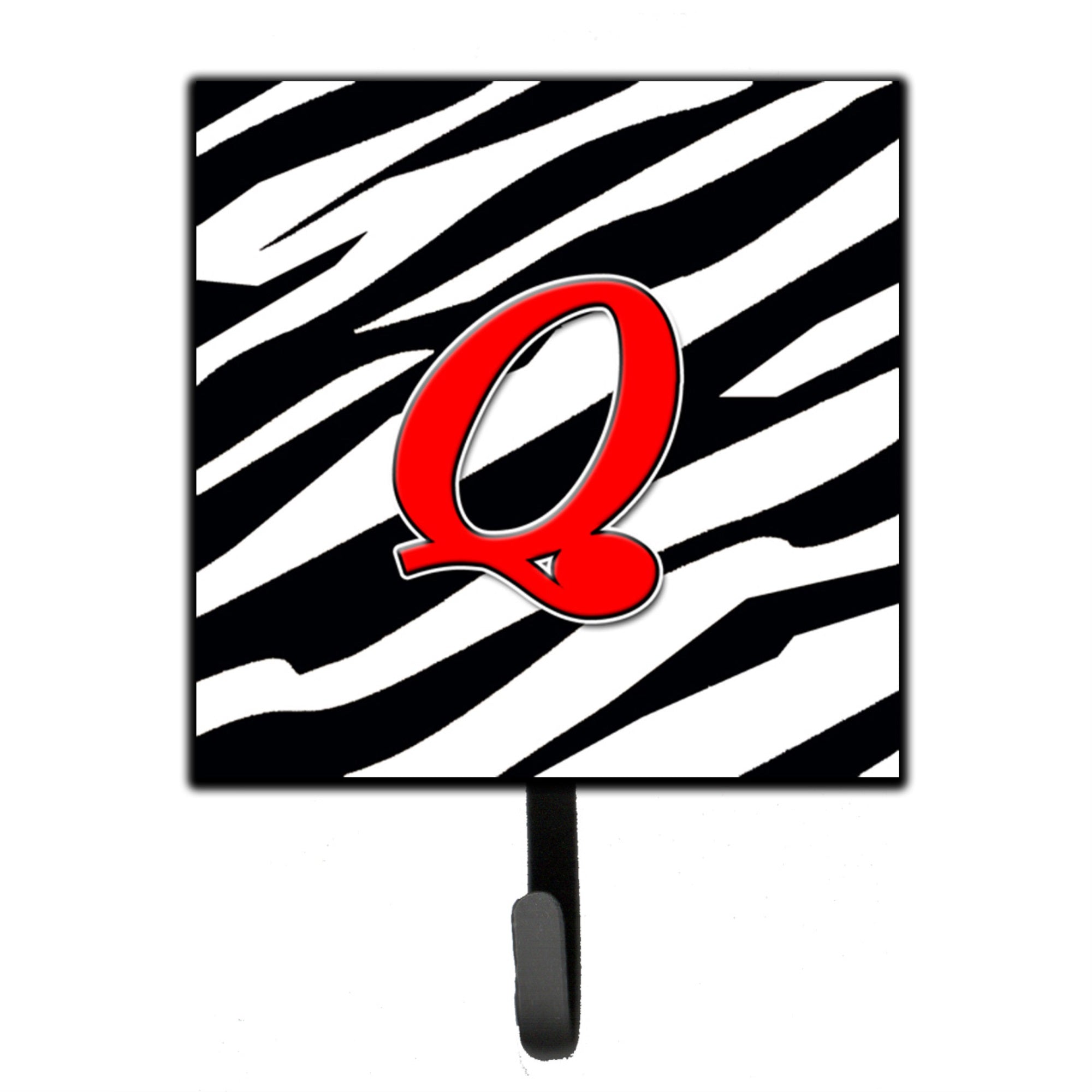 Letter Q Initial Monogram - Zebra Red Leash Or Key Holder