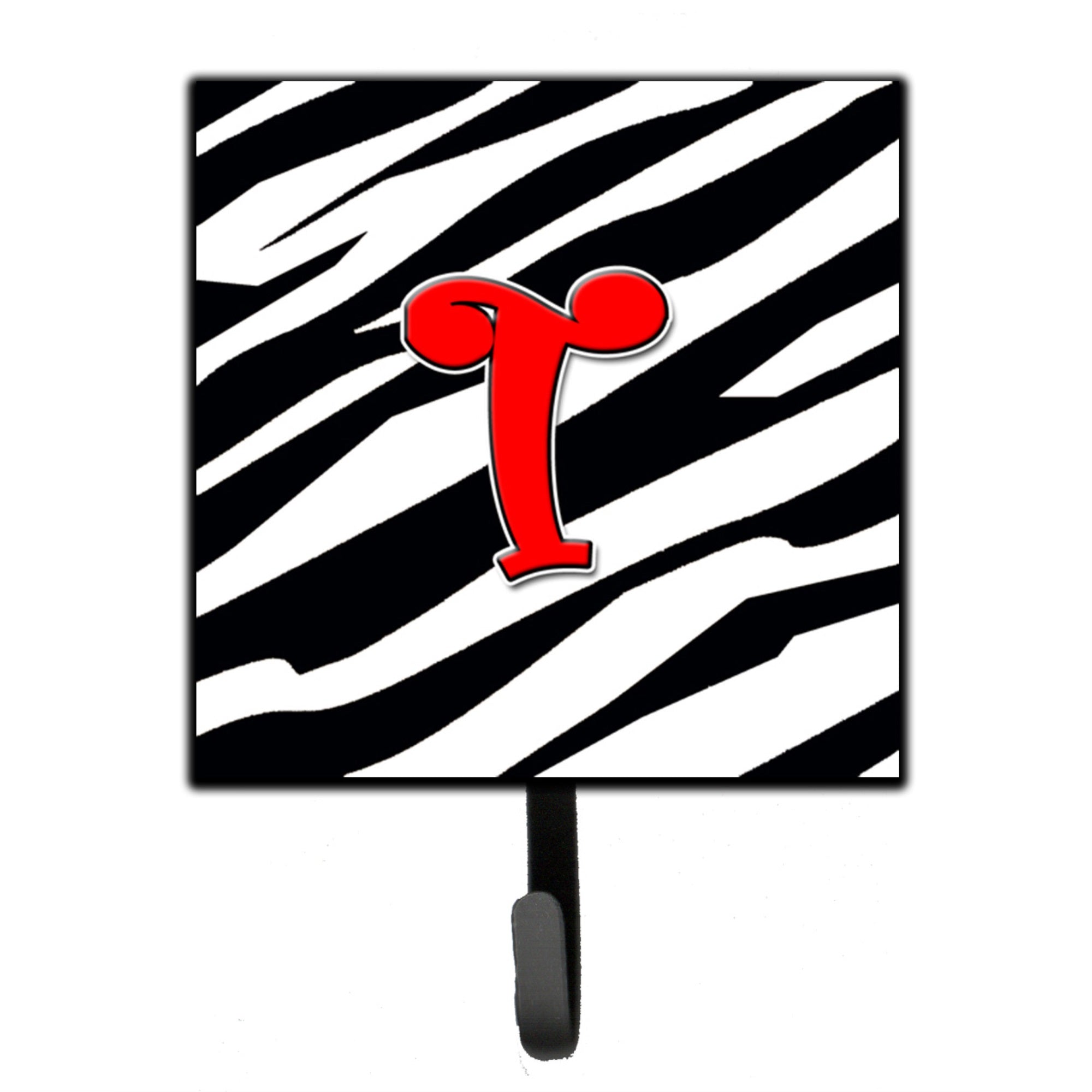 Letter T Initial Monogram - Zebra Red Leash Or Key Holder