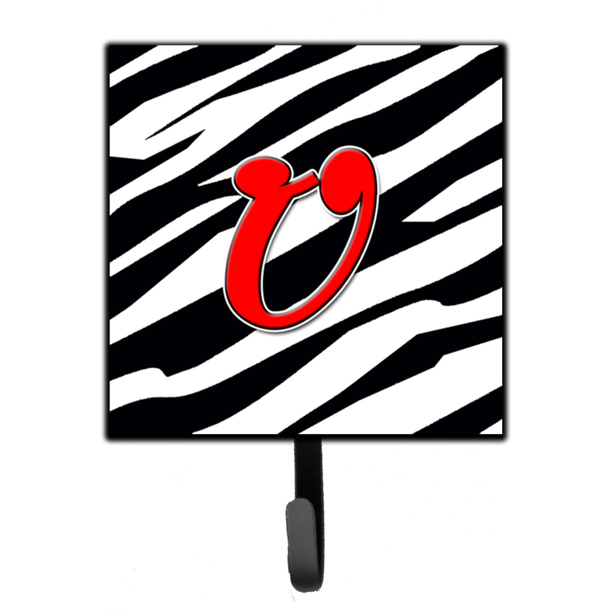 Letter U Initial Monogram - Zebra Red Leash Or Key Holder