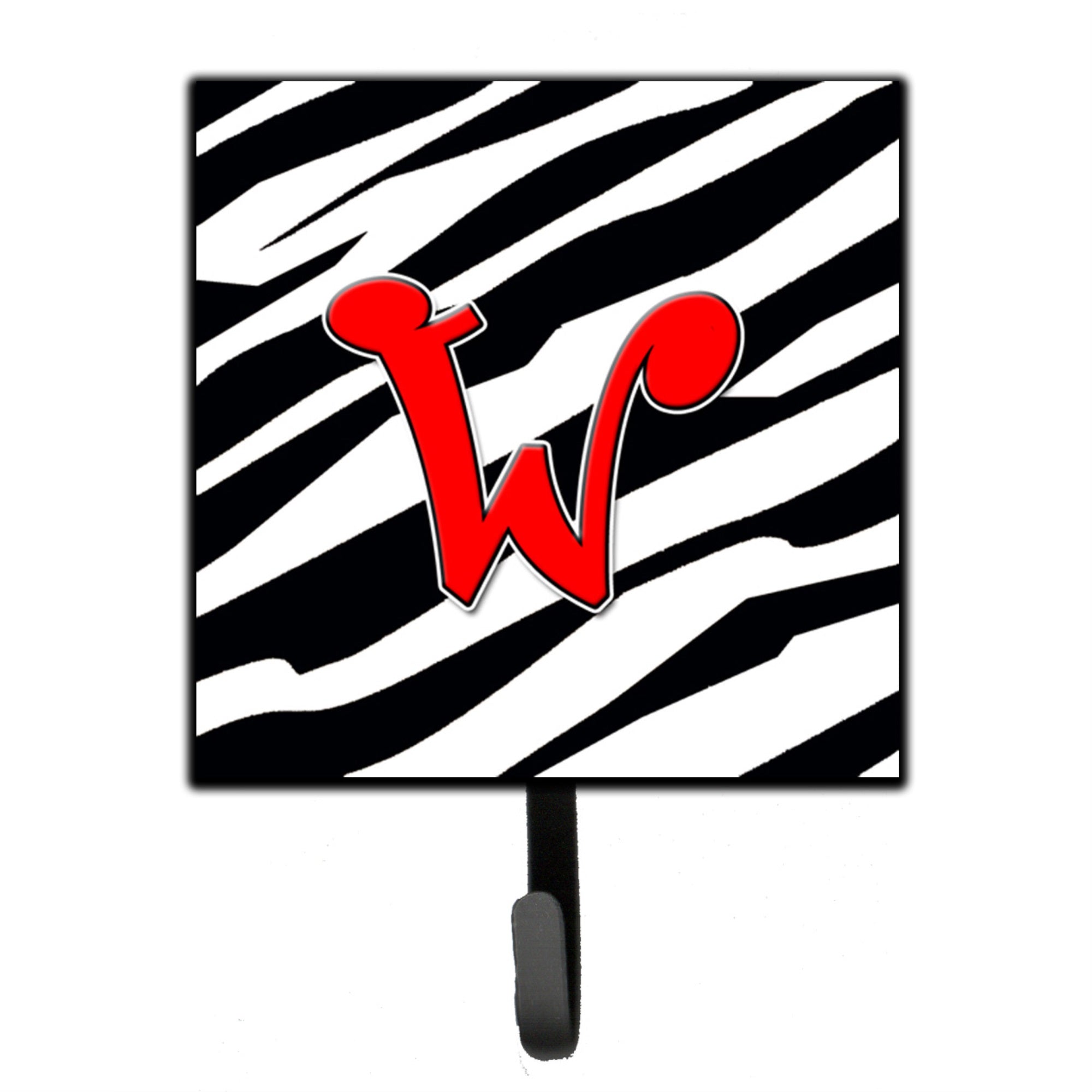 Letter W Initial Monogram - Zebra Red Leash Or Key Holder
