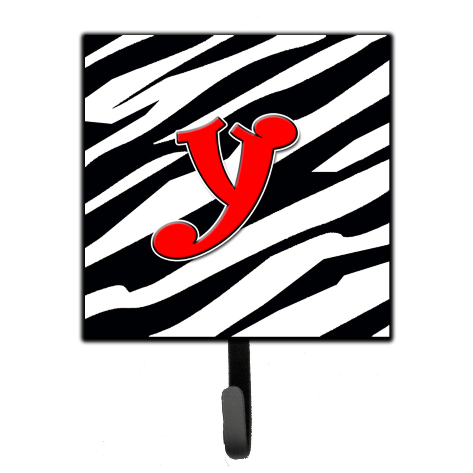 Letter Y Initial Monogram - Zebra Red Leash Or Key Holder
