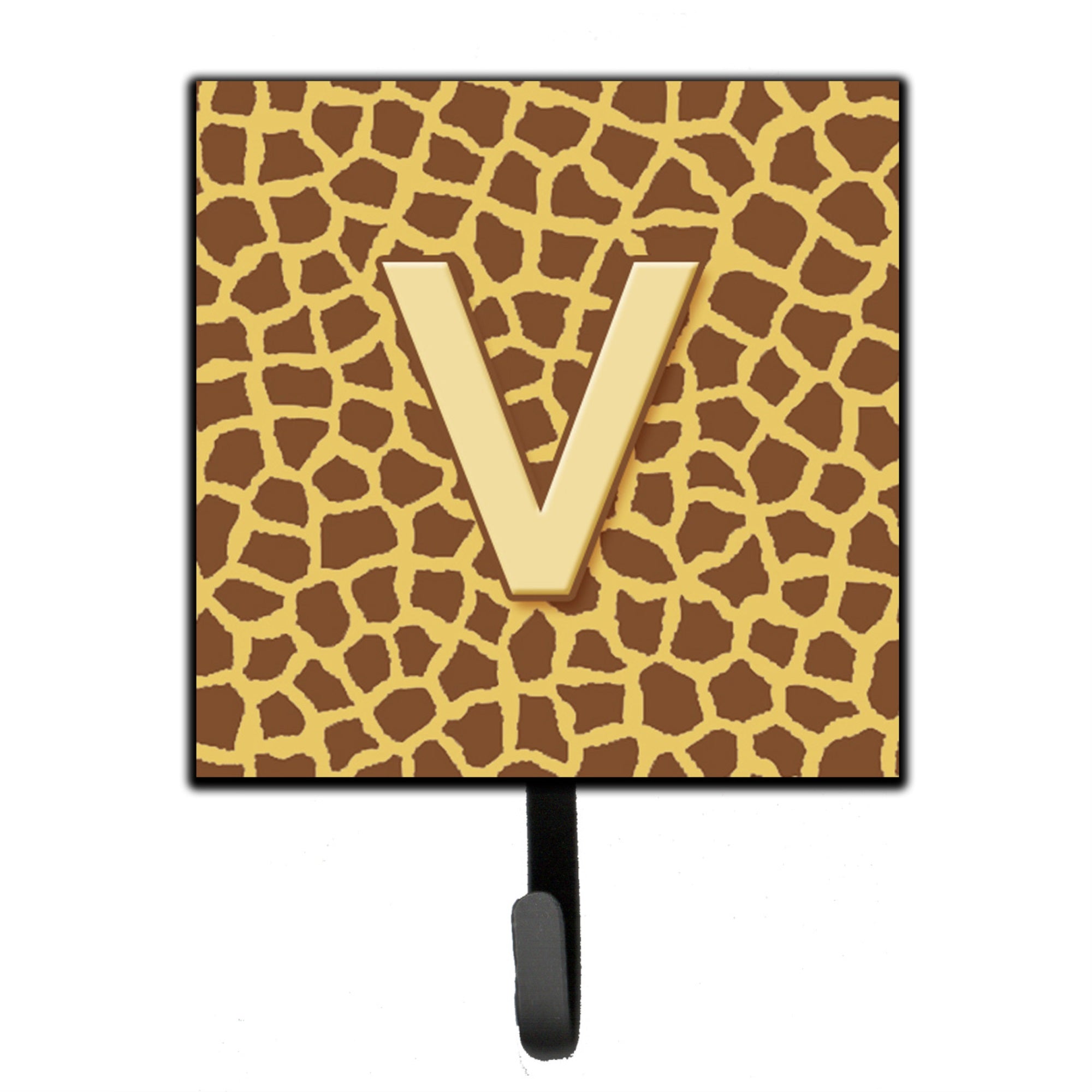Letter V Initial Monogram - Giraffe Leash Or Key Holder