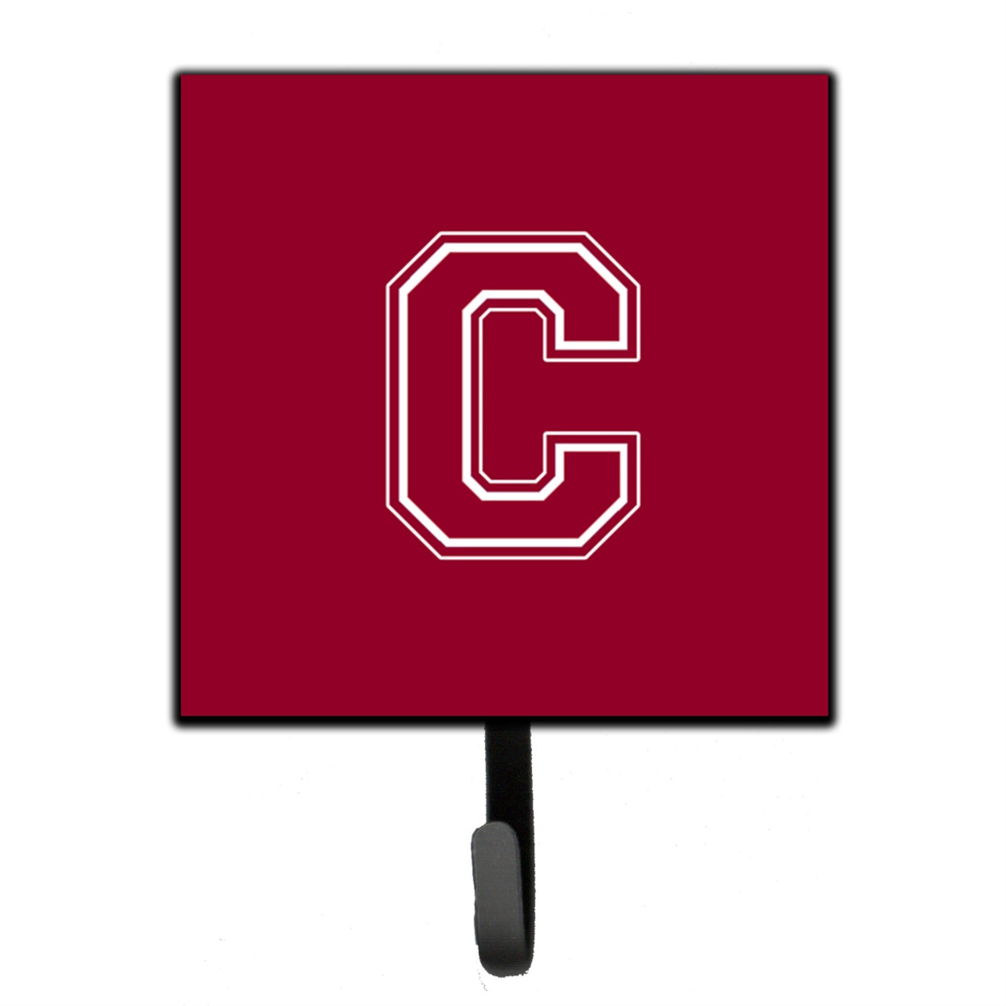 Letter C Initial Monogram - Maroon And White Leash Or Key Holder