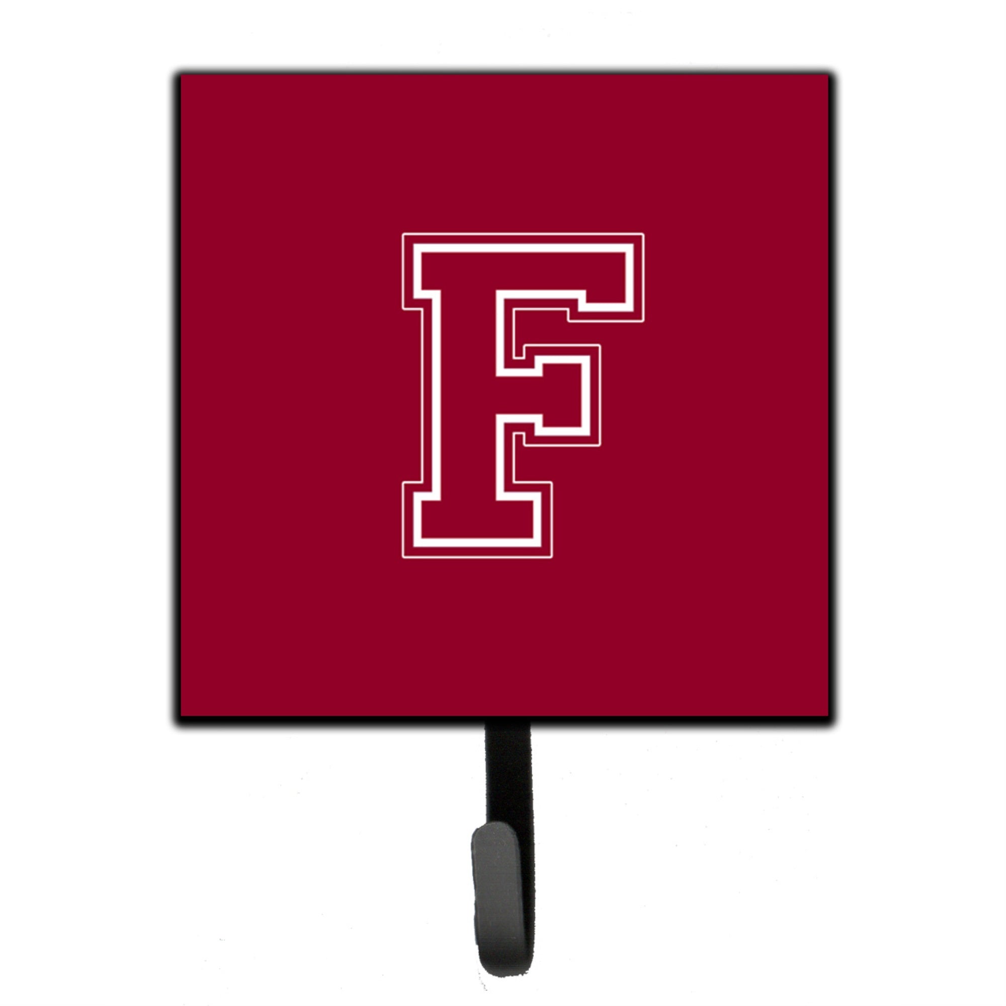 Letter F Initial Monogram - Maroon And White Leash Or Key Holder