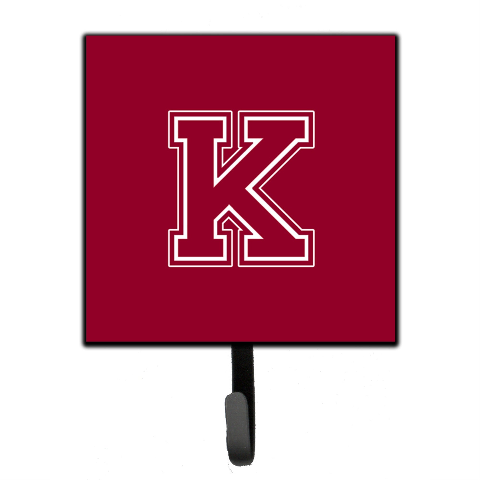 Letter K Initial Monogram - Maroon And White Leash Or Key Holder