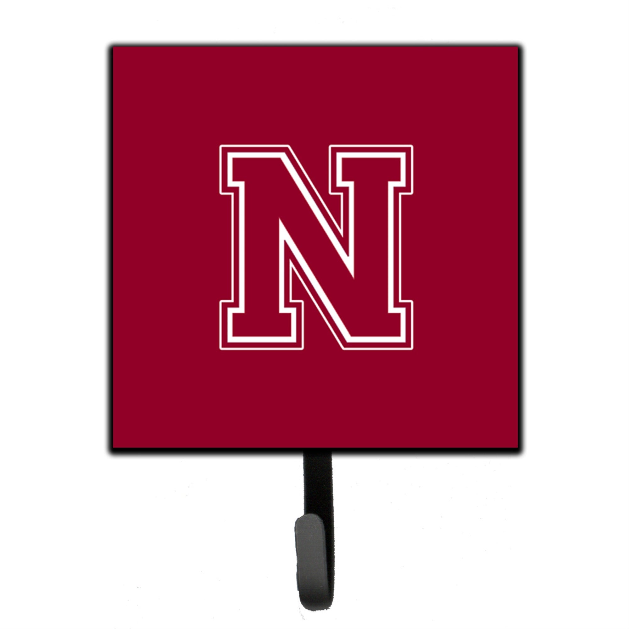 Letter N Initial Monogram - Maroon And White Leash Or Key Holder