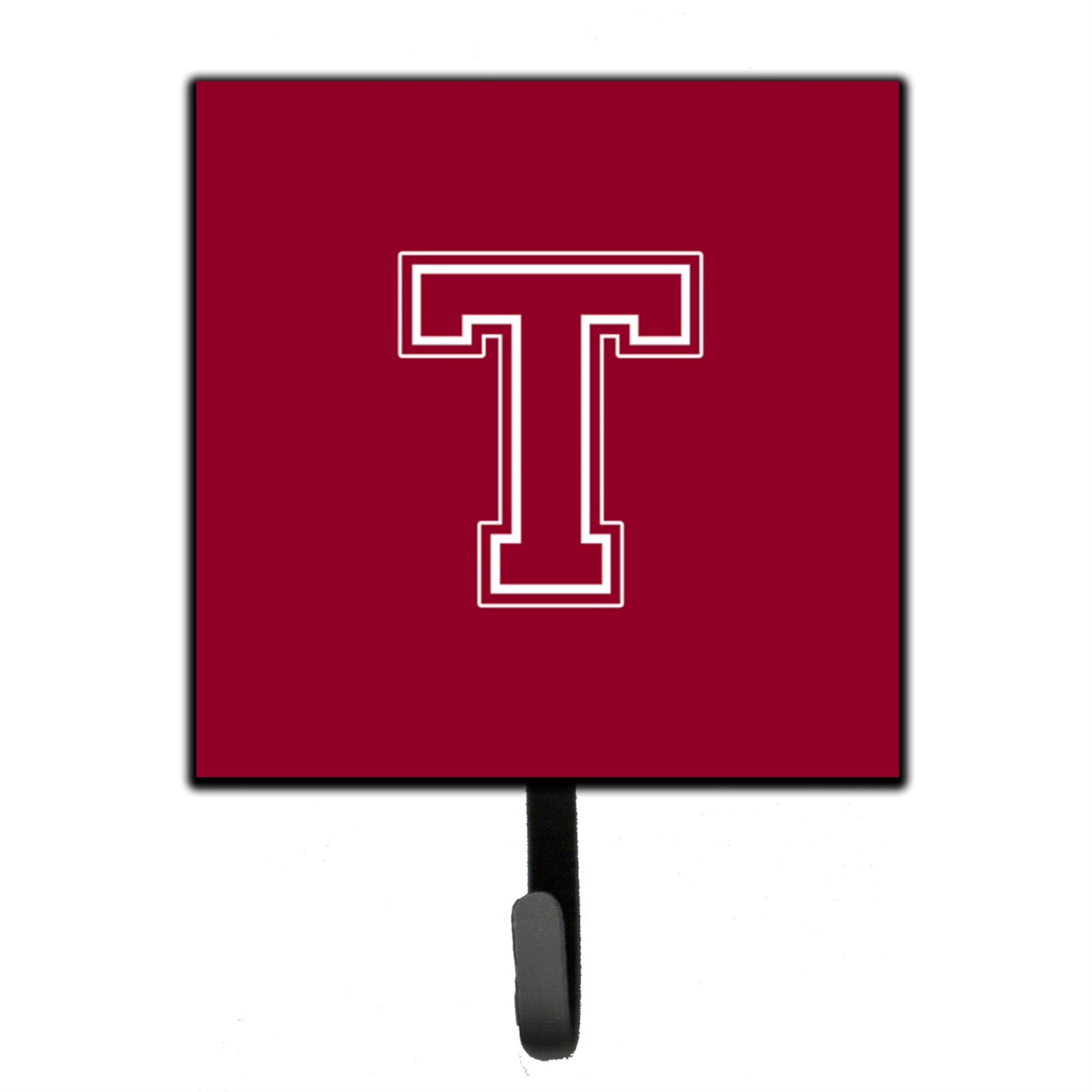Letter T Initial Monogram - Maroon And White Leash Or Key Holder