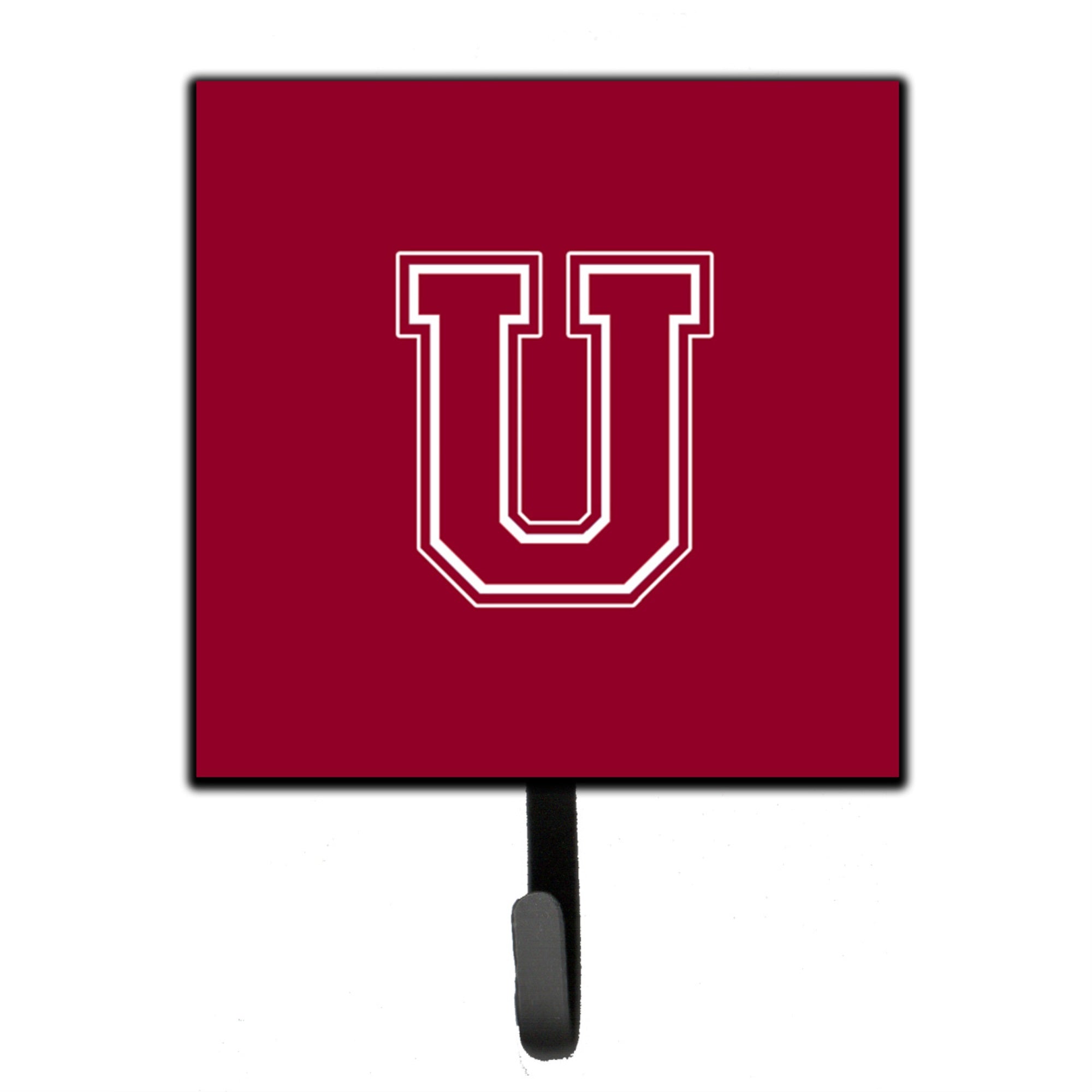 Letter U Initial Monogram - Maroon And White Leash Or Key Holder