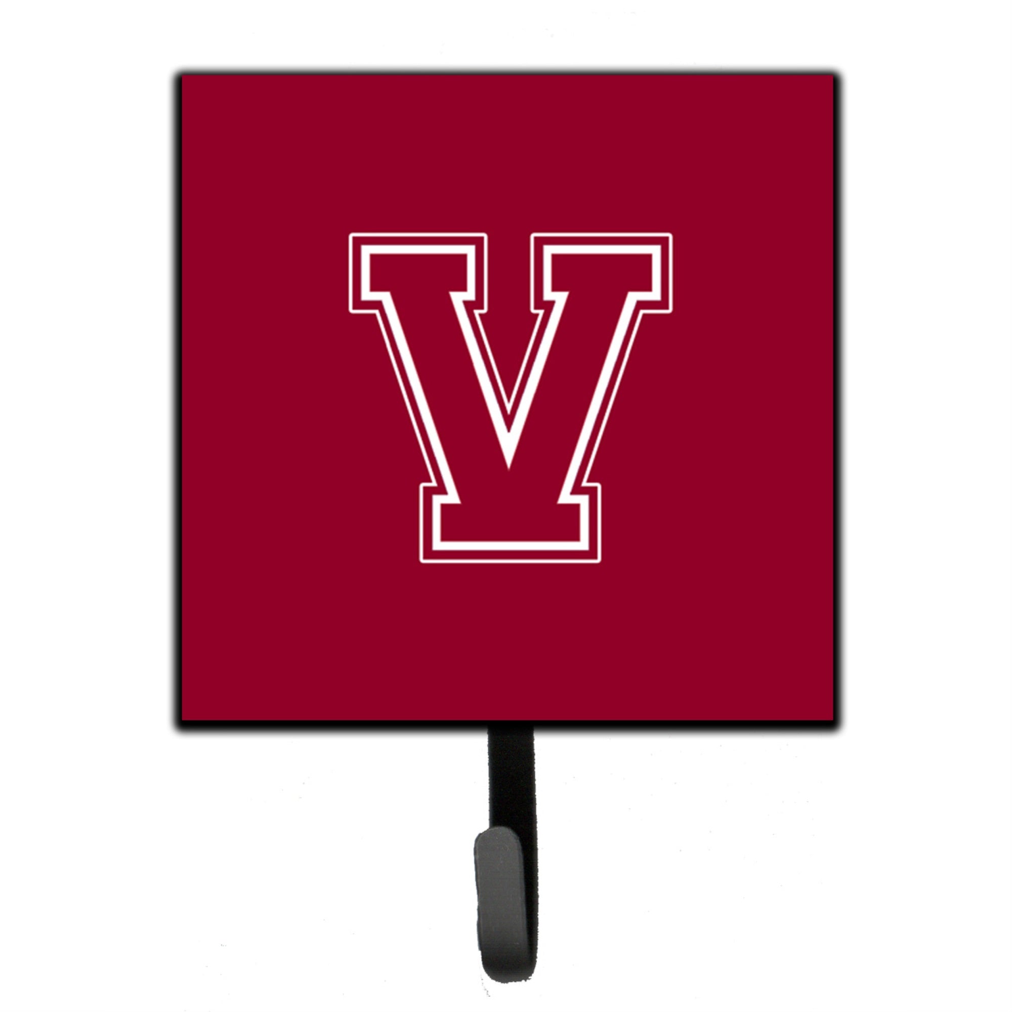 Letter V Initial Monogram - Maroon And White Leash Or Key Holder