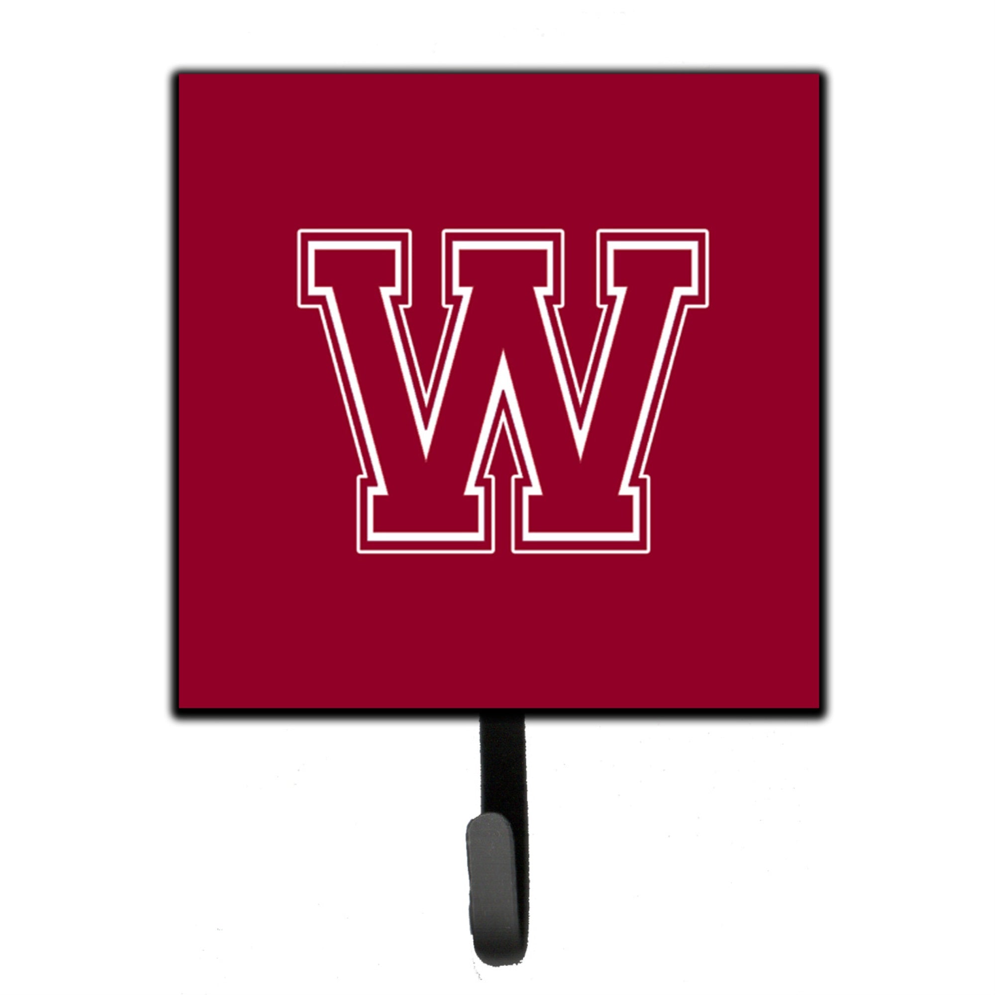 Letter W Initial Monogram - Maroon And White Leash Or Key Holder