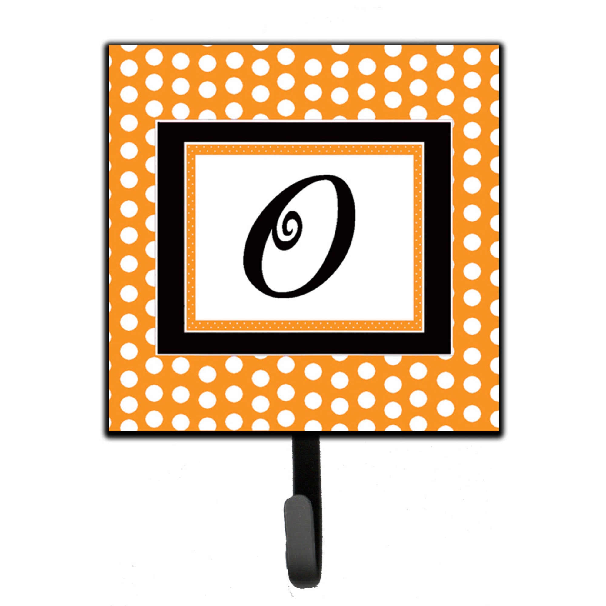 Letter O Initial Monogram - Orange Polkadots Leash Or Key Holder
