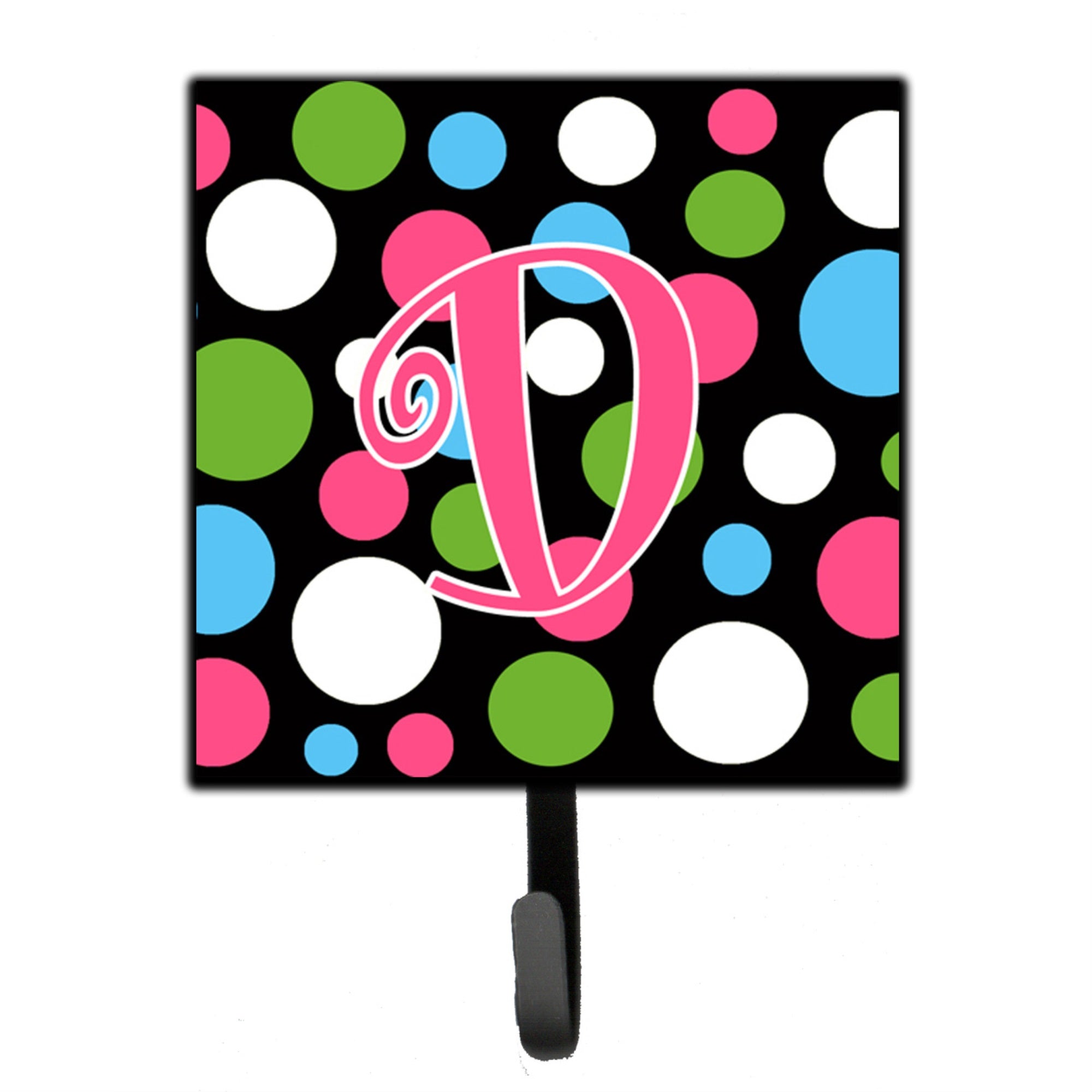 Letter D Initial Monogram - Polkadots And Pink Leash Or Key Holder