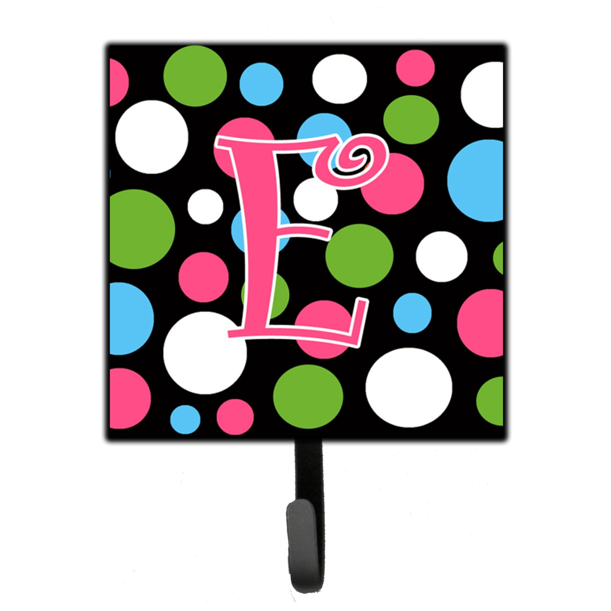 Letter E Initial Monogram - Polkadots And Pink Leash Or Key Holder