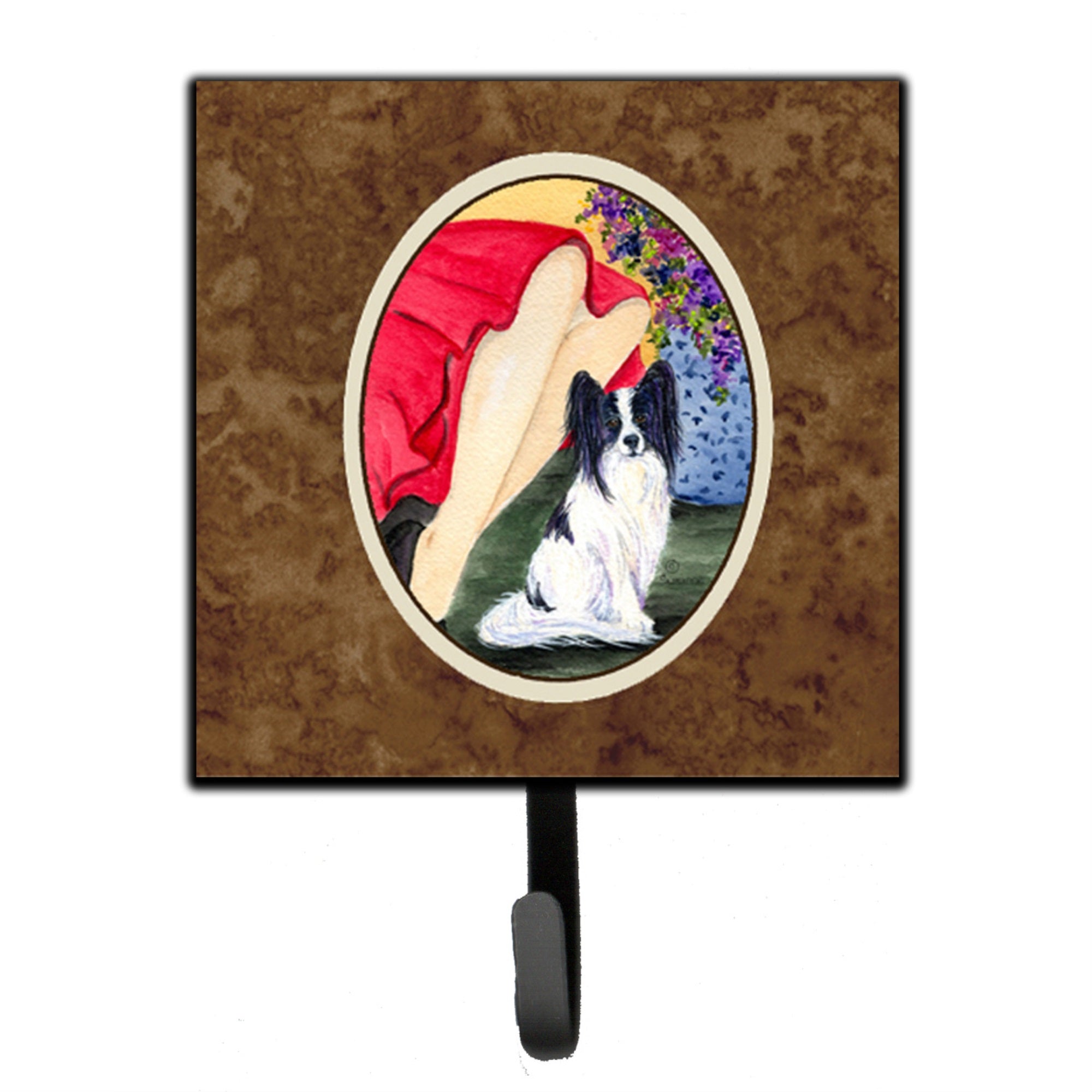 Lady With Her Papillon Leash Or Key Holder
