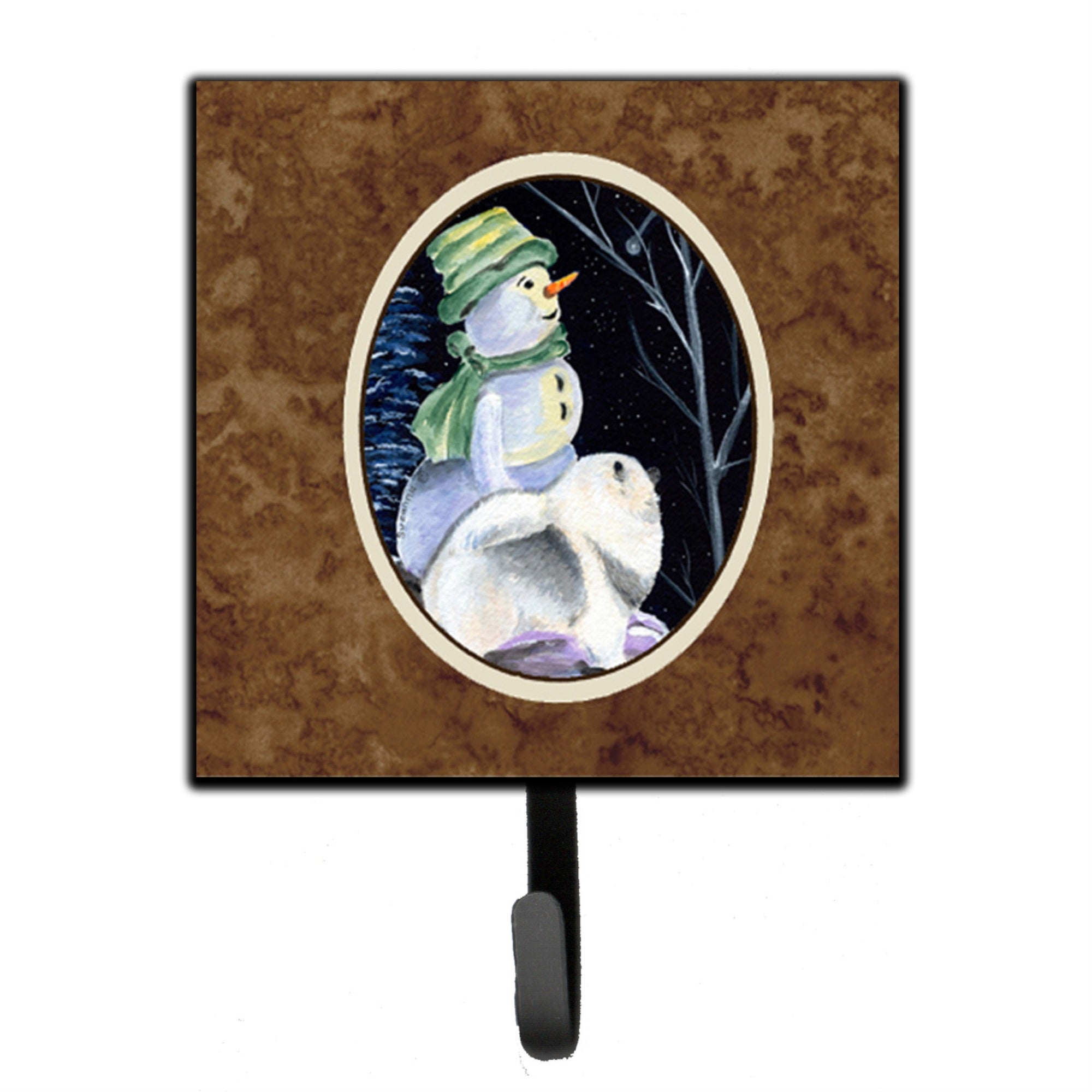 Snowman With Keeshond Leash Or Key Holder