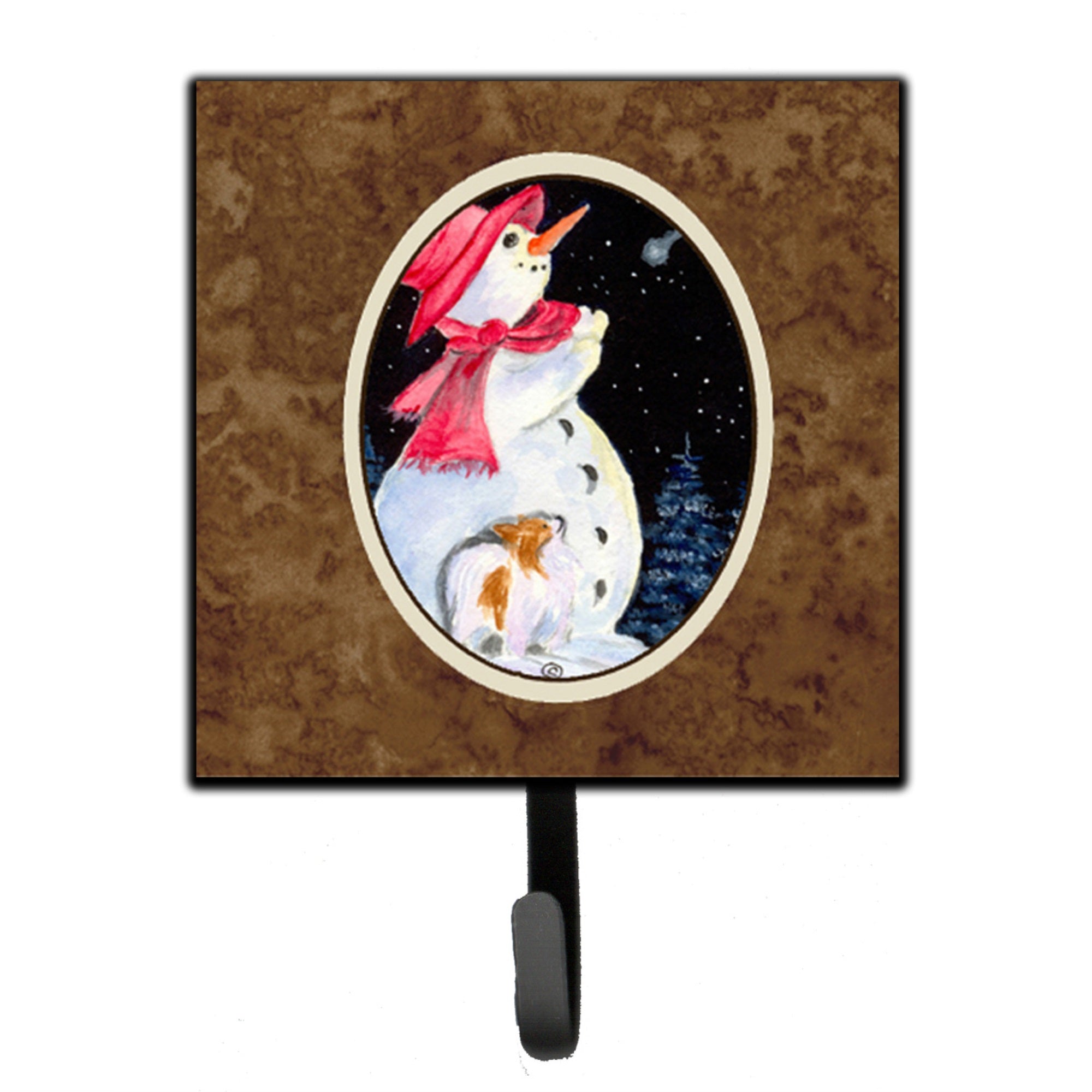 Snowman With Papillon Leash Or Key Holder