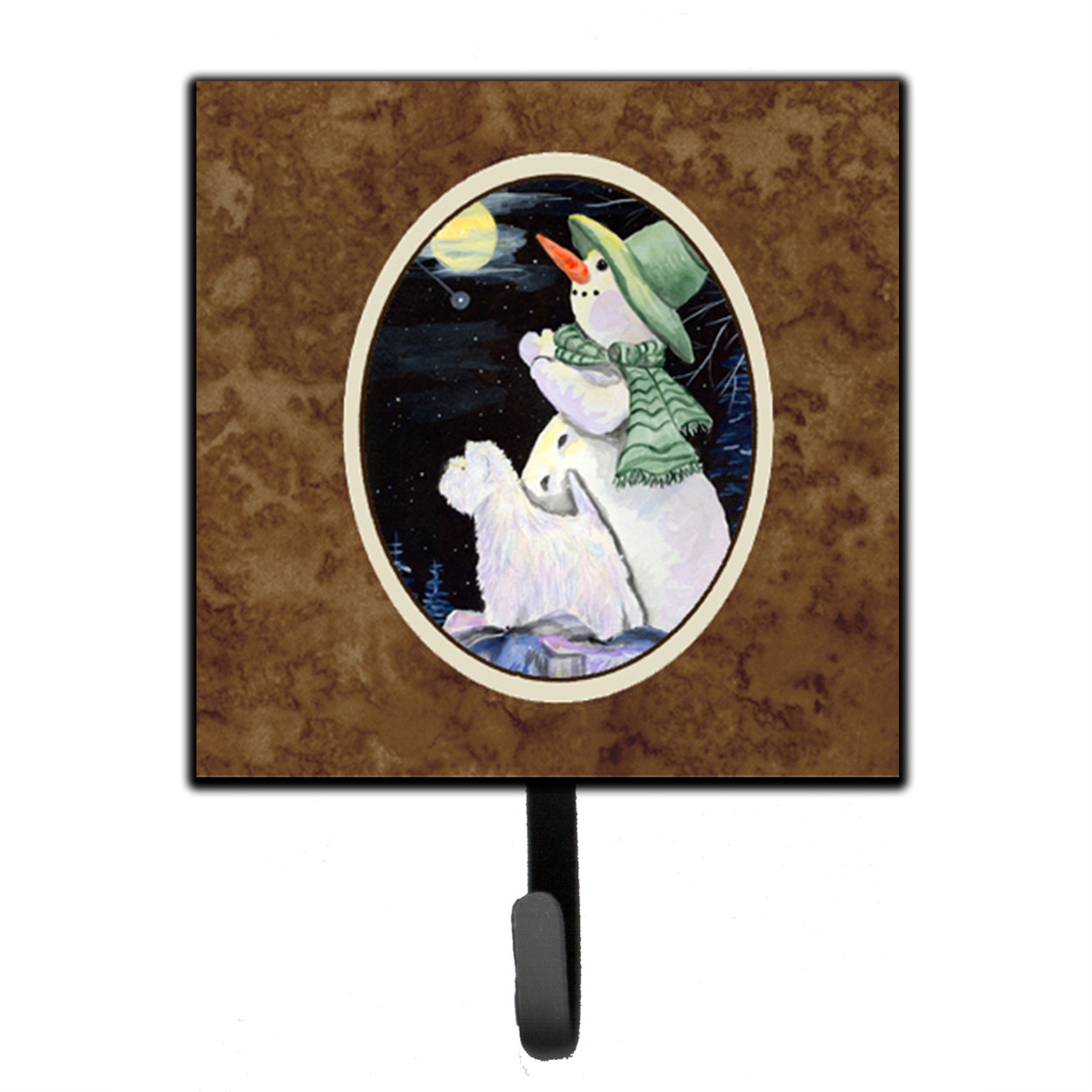 Snowman With Westie Leash Or Key Holder