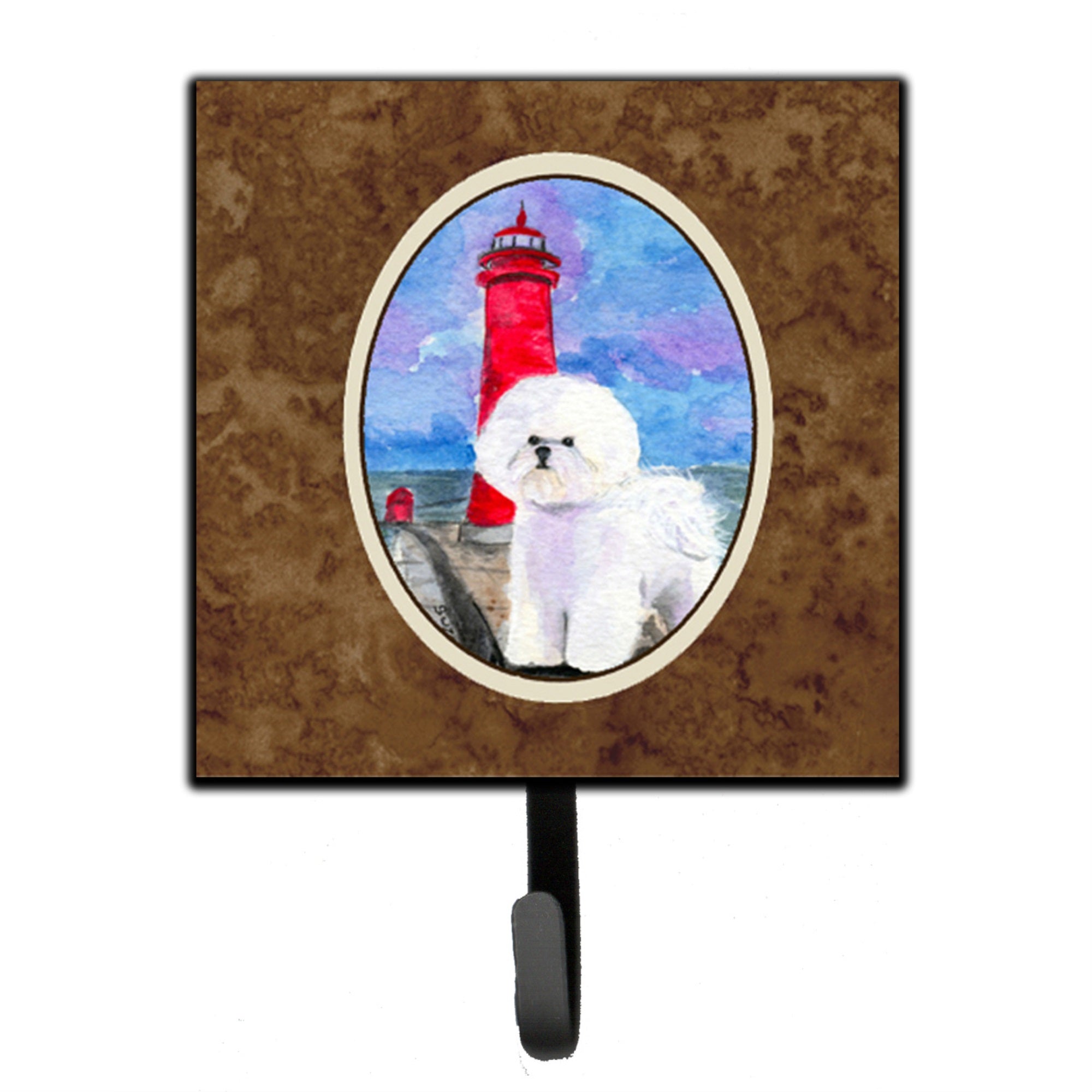 Lighthouse With Bichon Frise Leash Or Key Holder