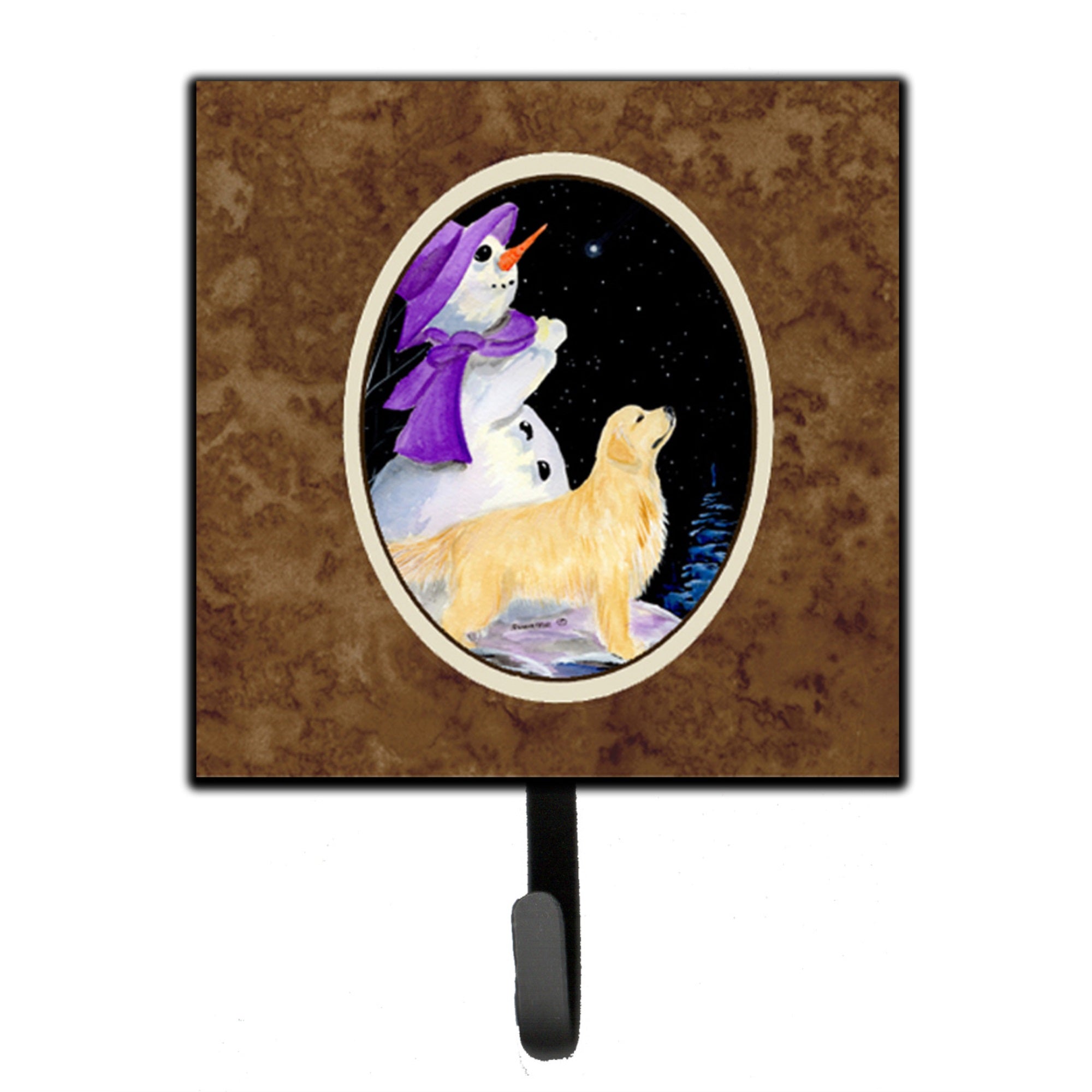 Snowman With Golden Retriever Leash Or Key Holder